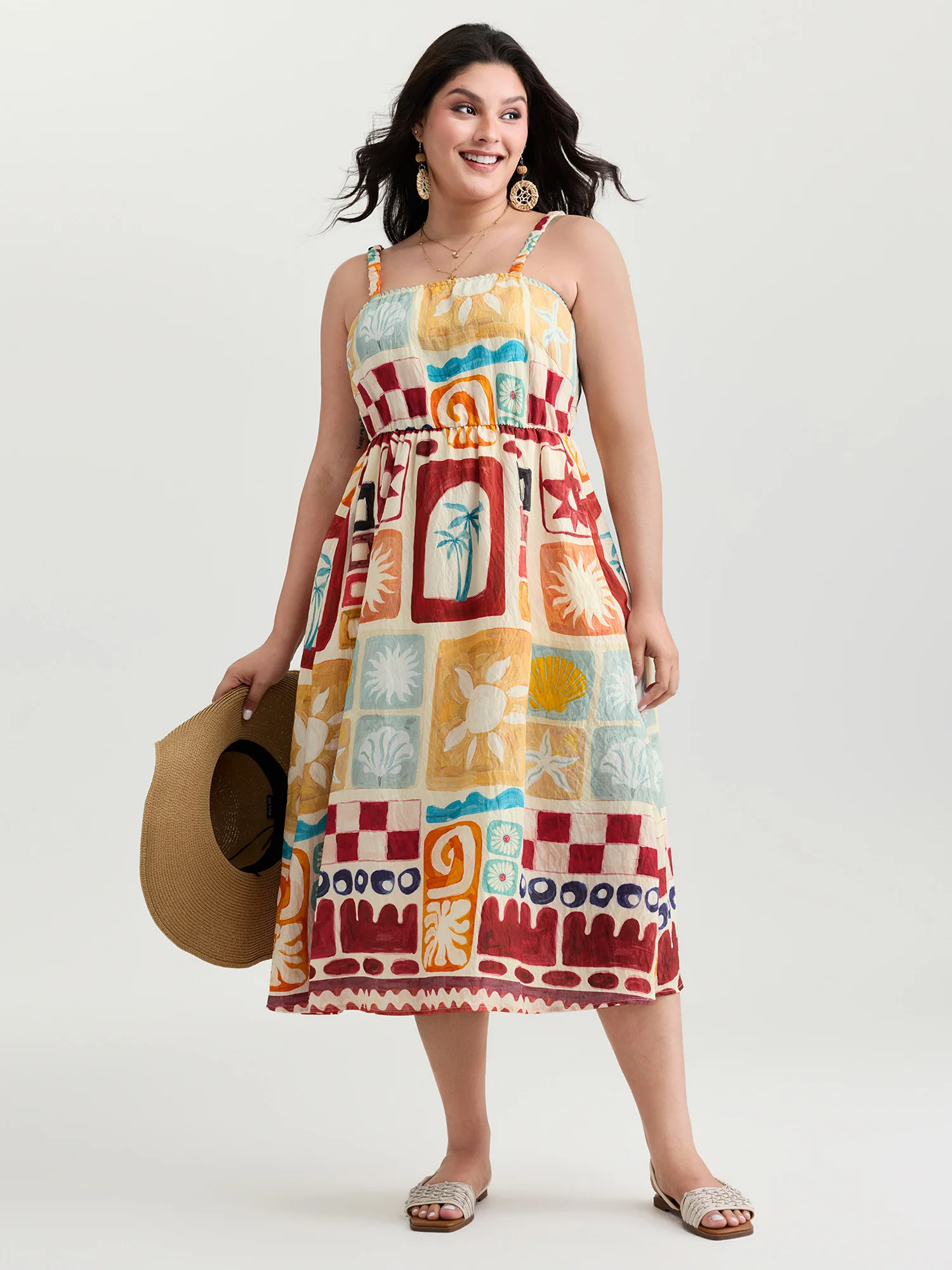 Playful Collage Print Cami Midi Dress - Image 3