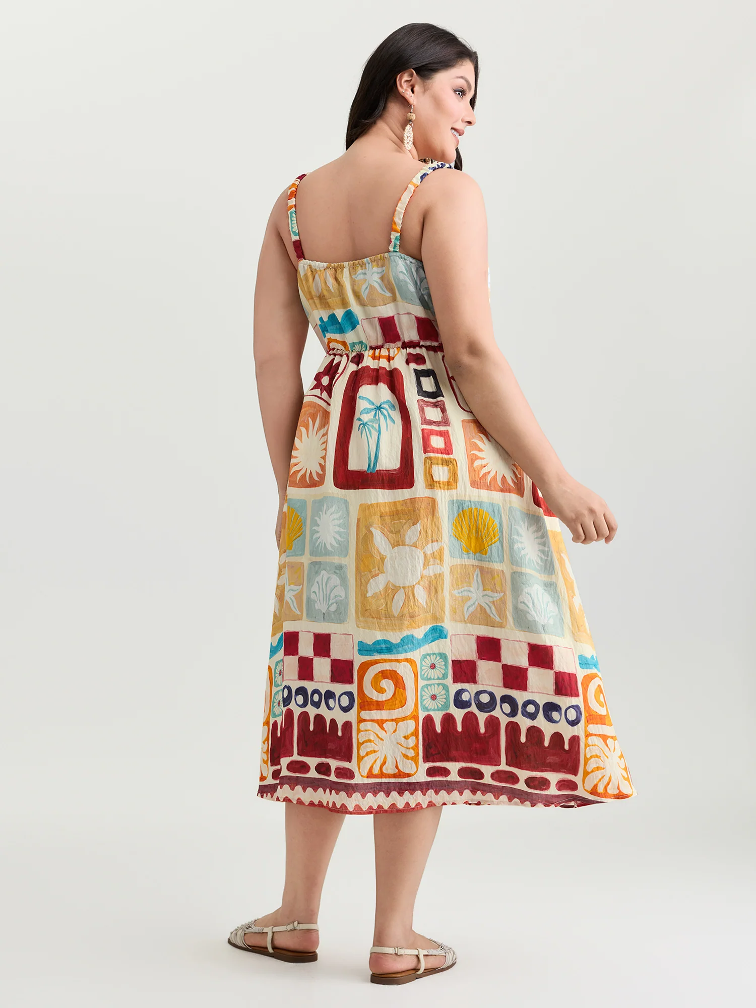 Playful Collage Print Cami Midi Dress - Image 4