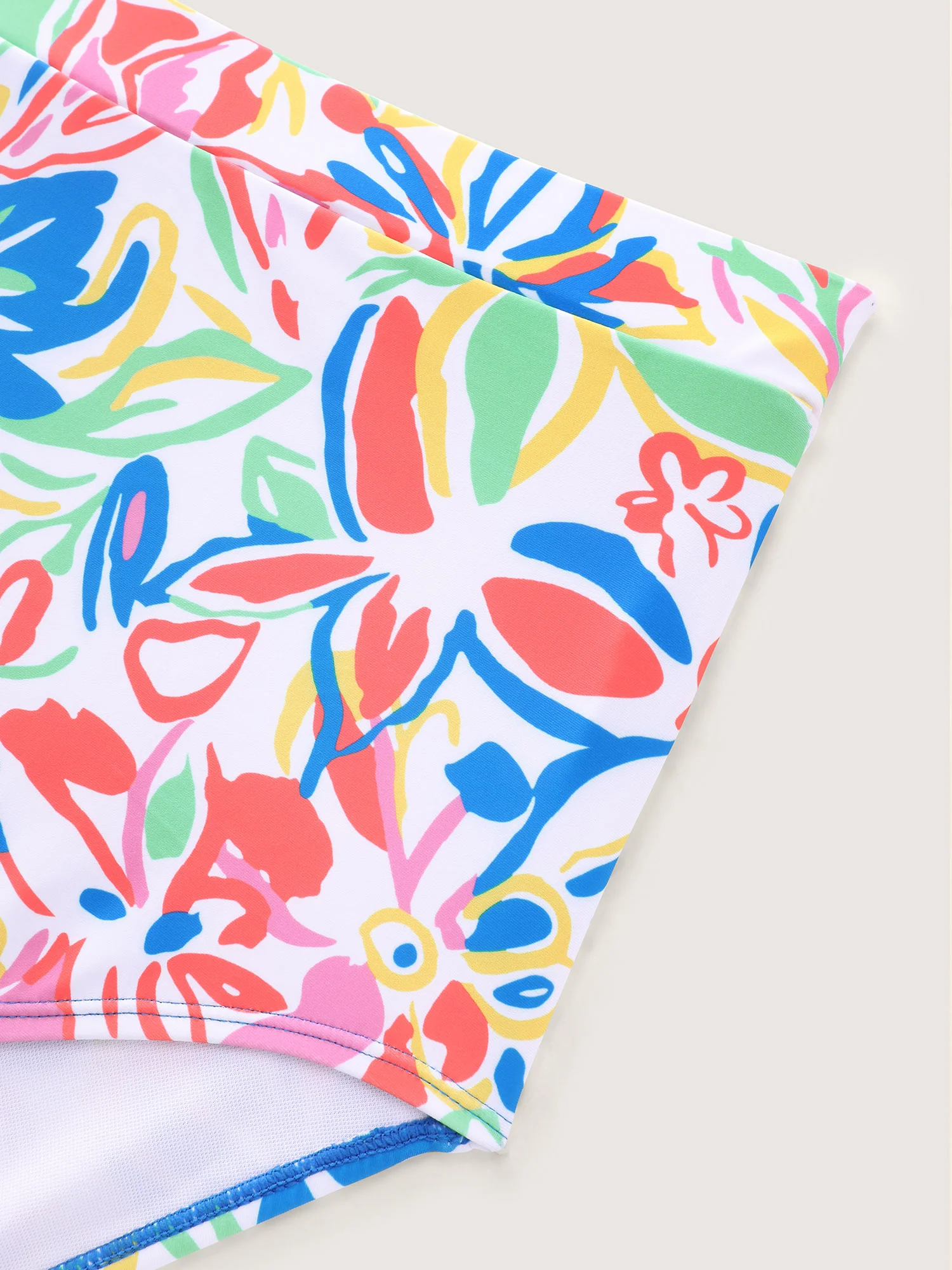 Playful Floral Print Contrast Tie Swim Dress - Image 9
