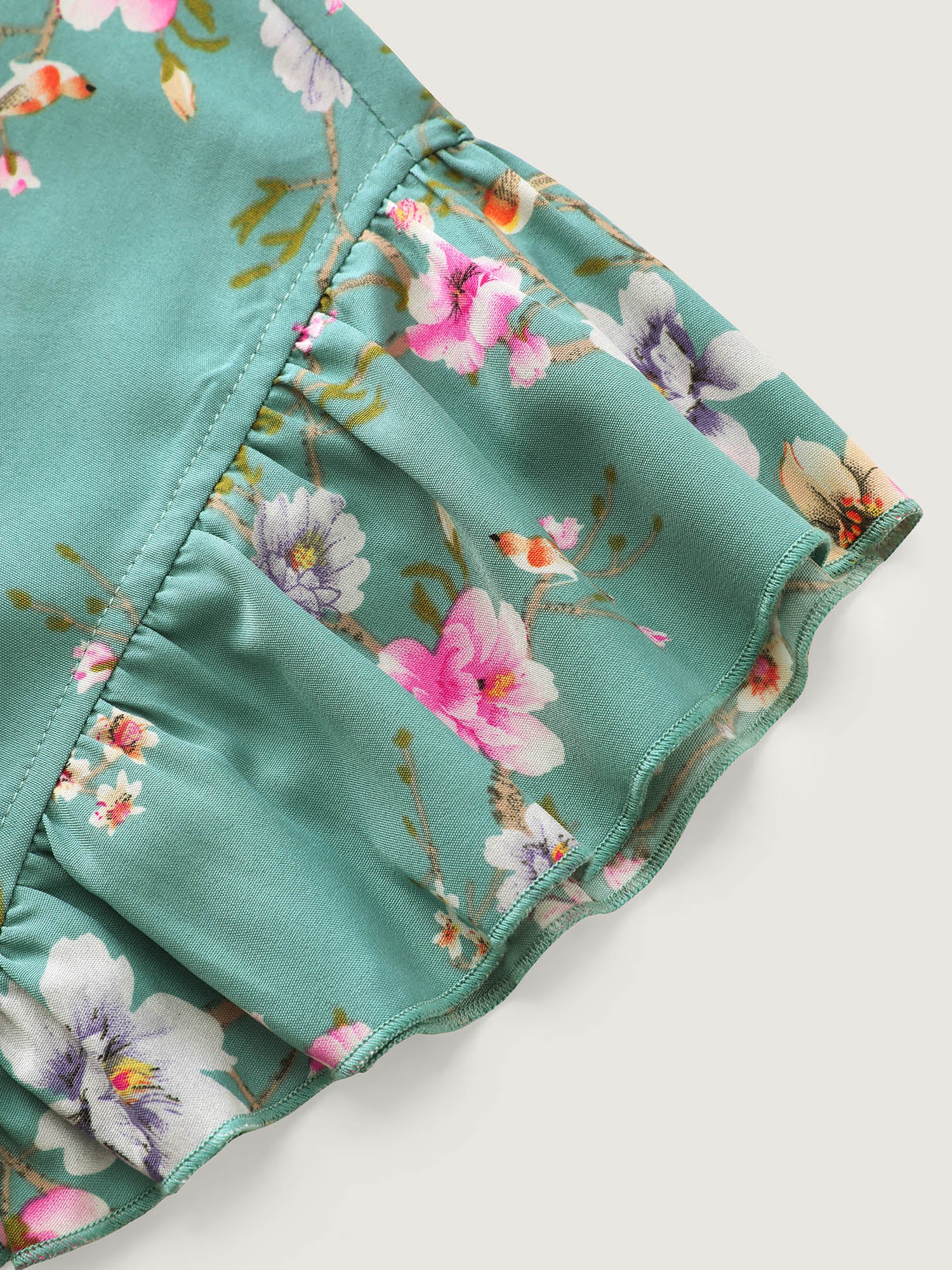 Playful Floral Print Flutter Sleeve Maxi Dress - Image 6