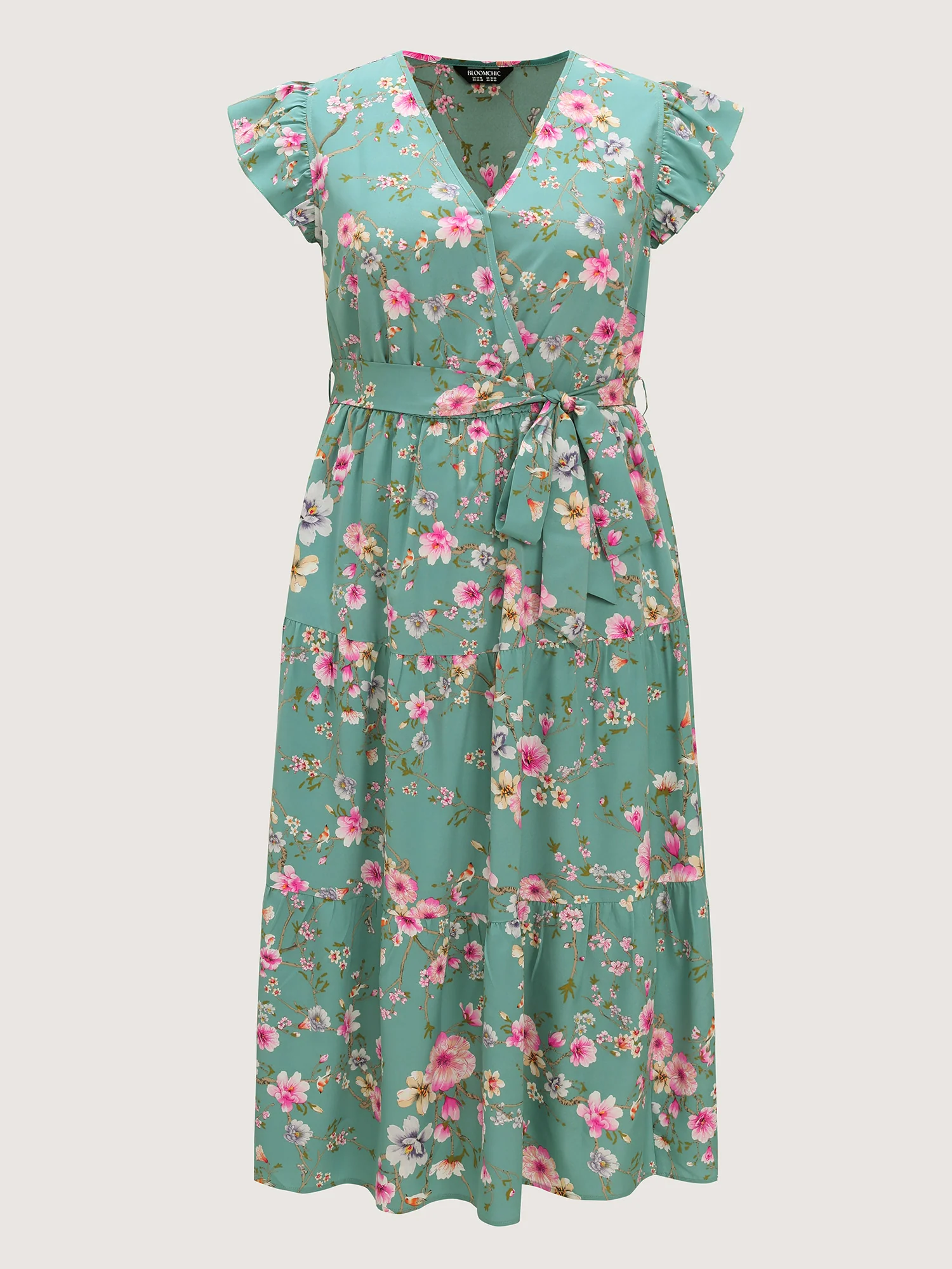 Playful Floral Print Flutter Sleeve Maxi Dress - Image 7