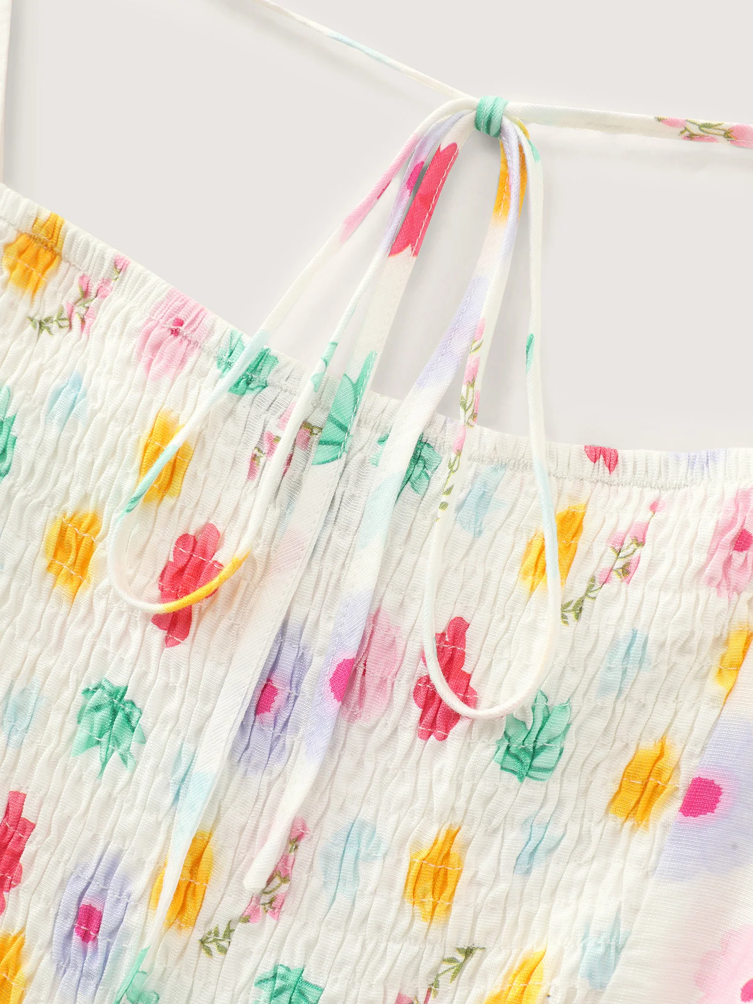 Playful Floral Print Pleated Flowy Midi Dress - Image 6