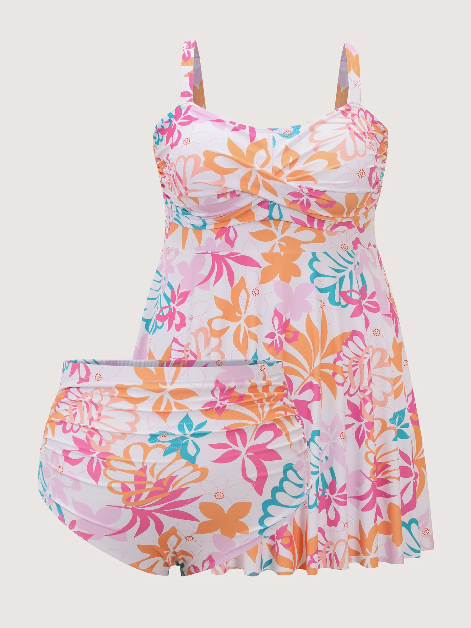 Playful Tropical Print Pockets Swim Dress - Image 6