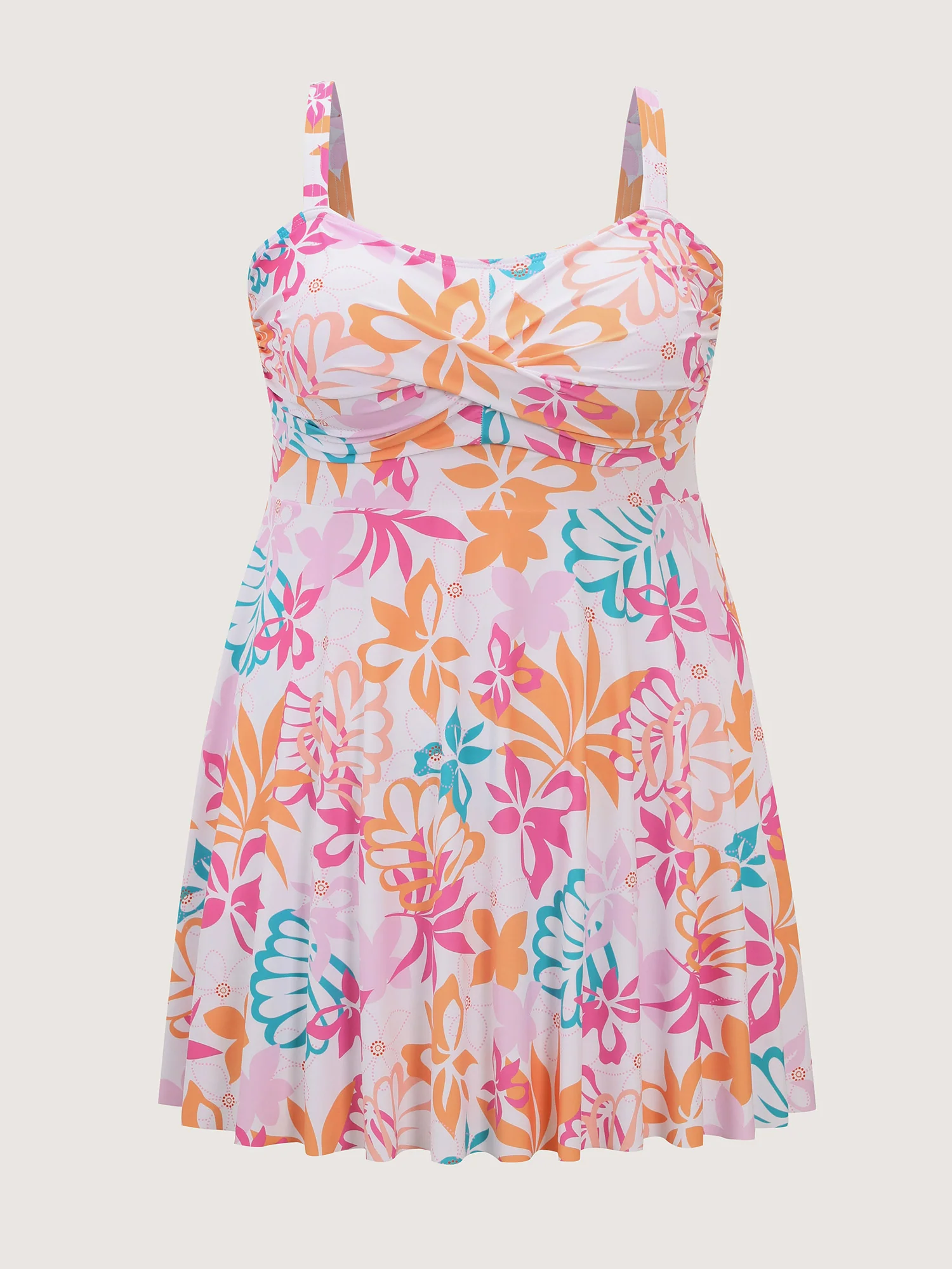 Playful Tropical Print Pockets Swim Dress - Image 7