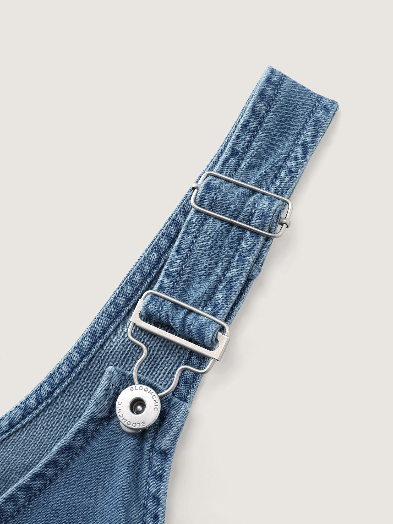 Pleated Adjustable Overall Straps Denim Jumpsuit - Image 5