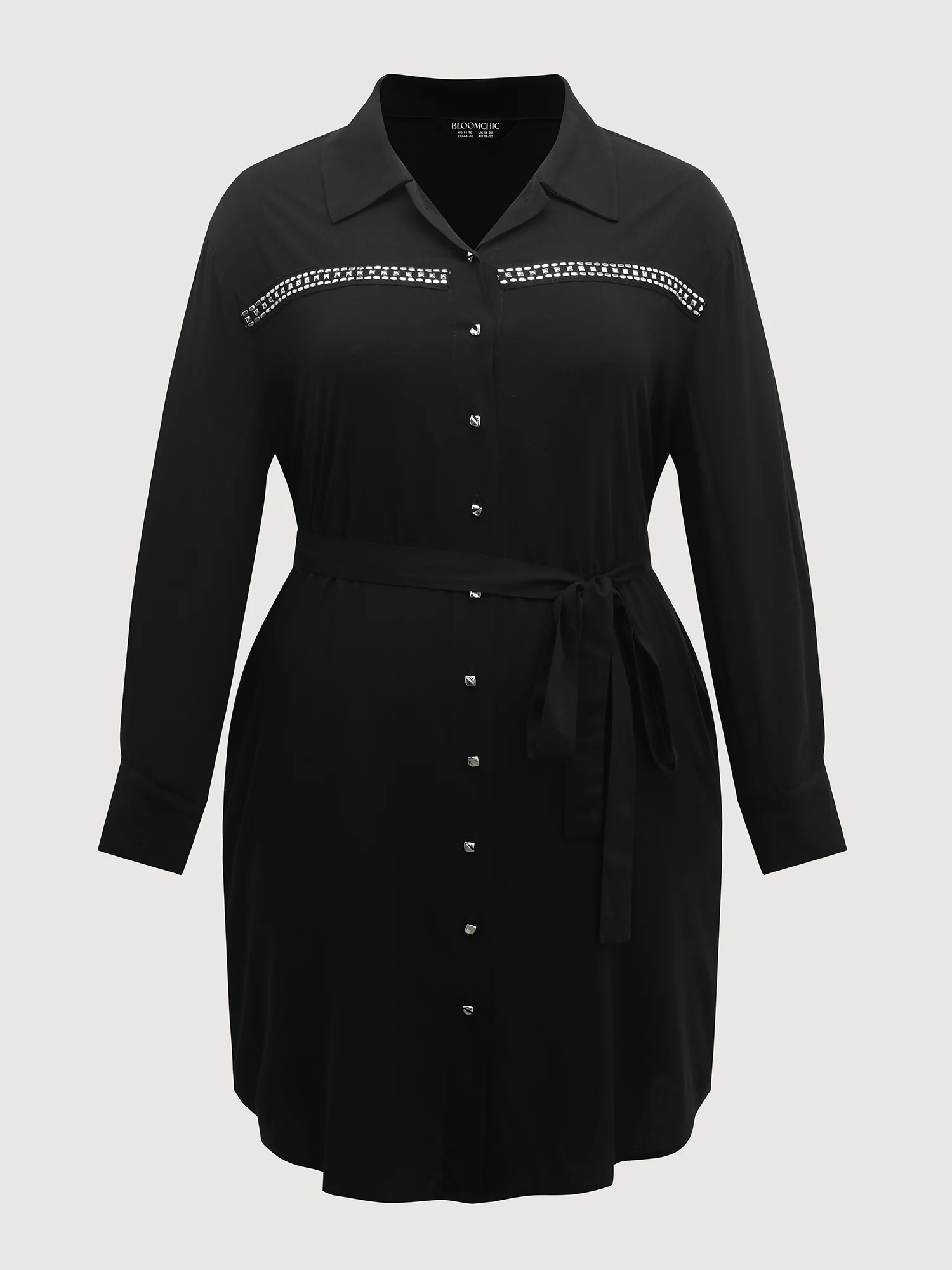Pleated Belted Waist Midi Shirt Dress - Image 7