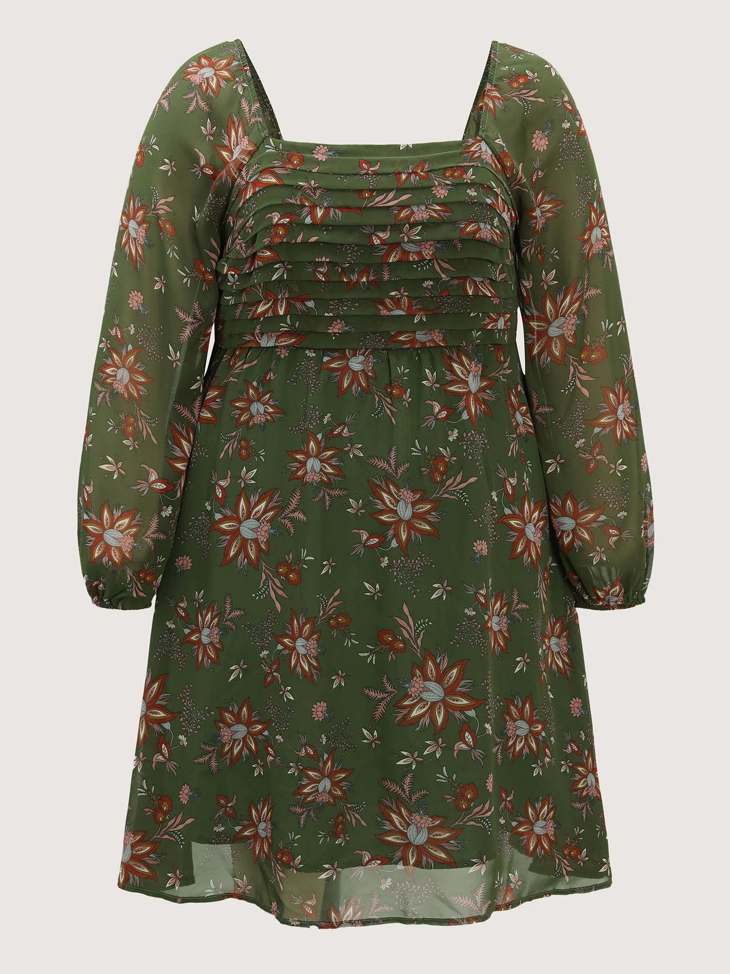 Pleated Bodice Stretchy Waist Mini Dress - Image 7