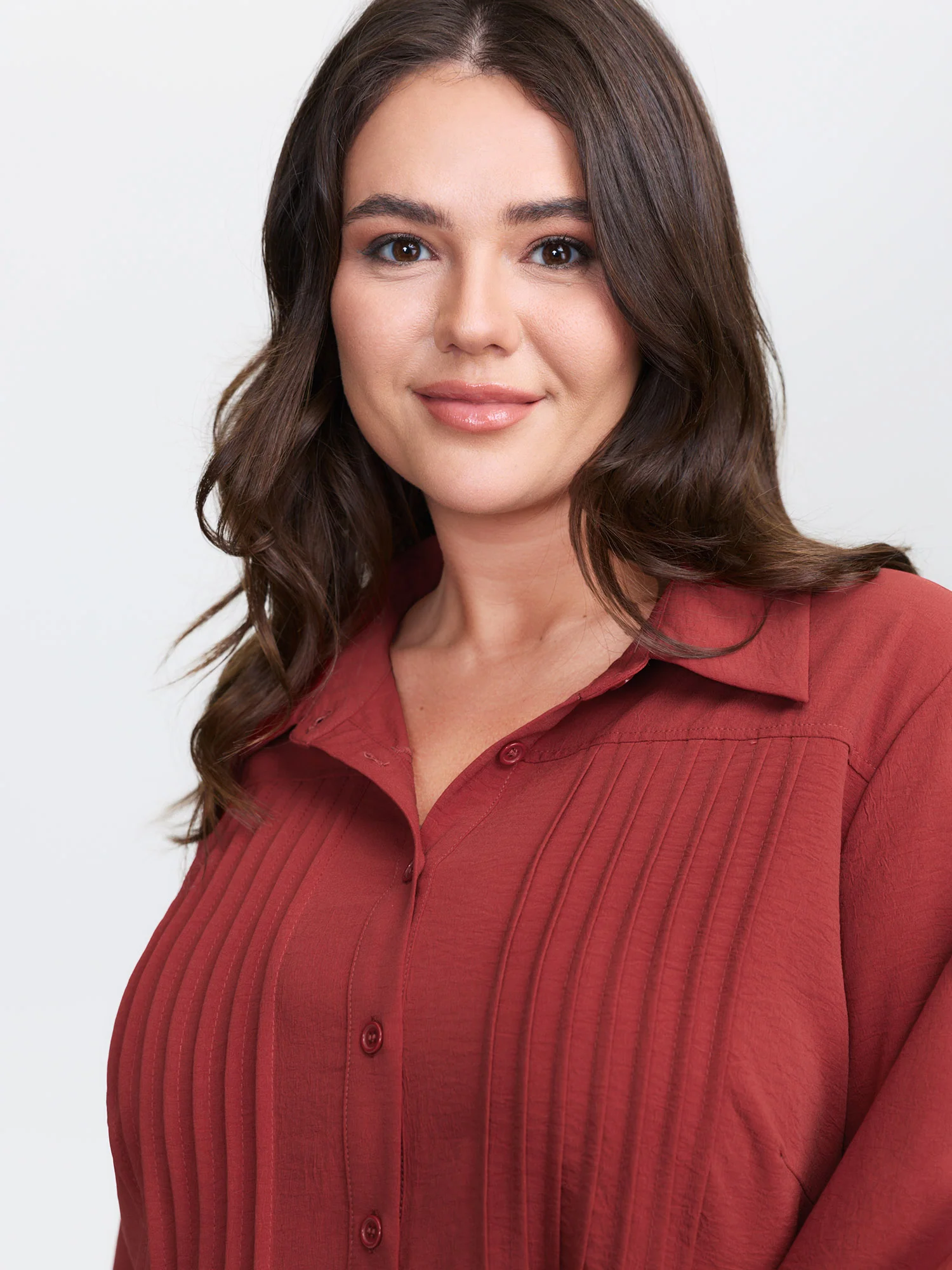 Pleated Button Placket Open-Front Shirt - Image 2