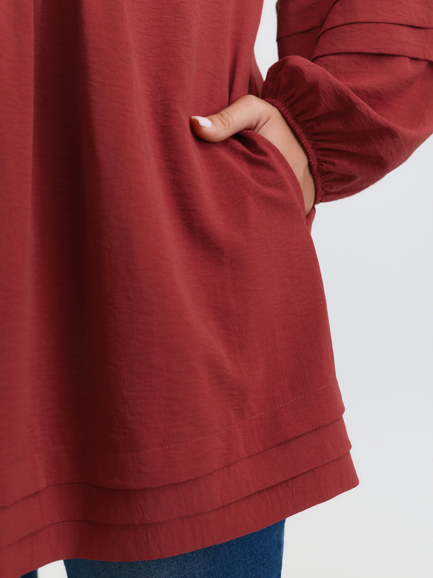 Pleated Button Placket Open-Front Shirt - Image 4