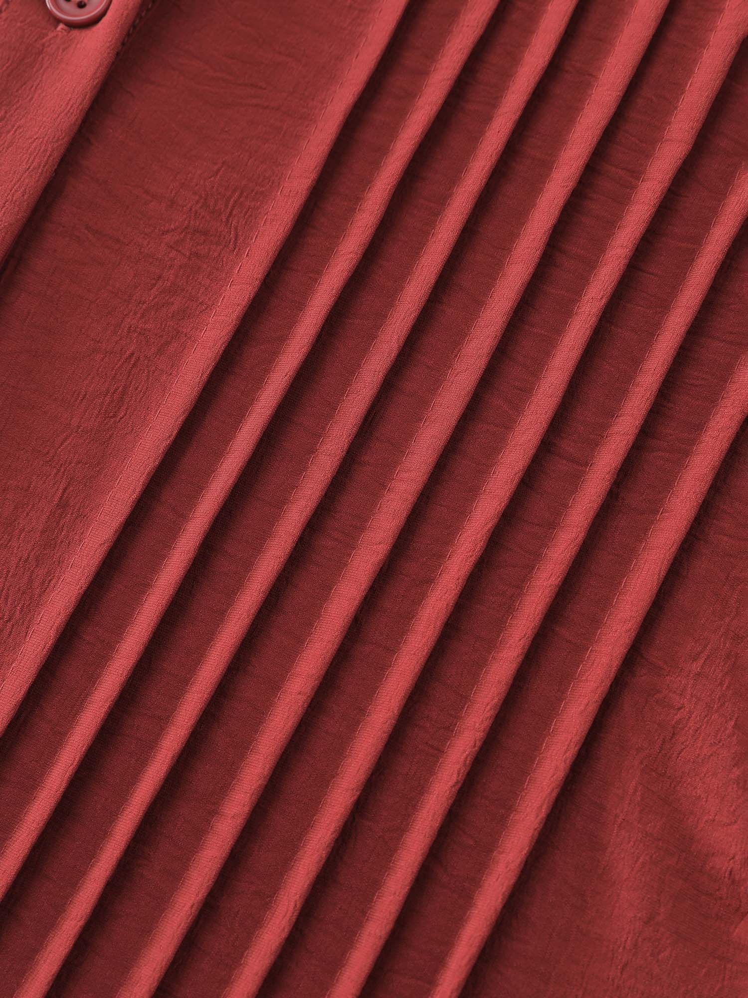 Pleated Button Placket Open-Front Shirt - Image 7
