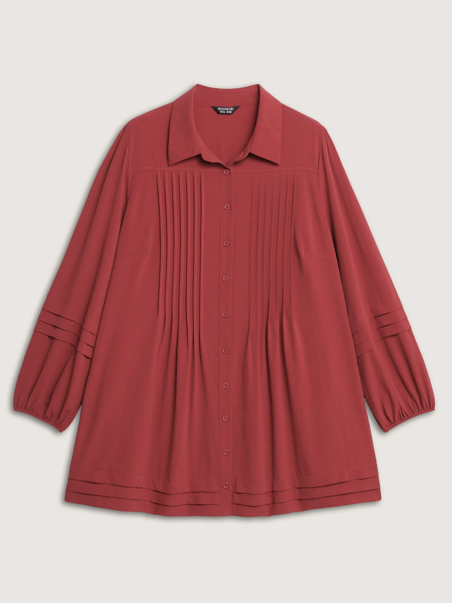 Pleated Button Placket Open-Front Shirt - Image 8