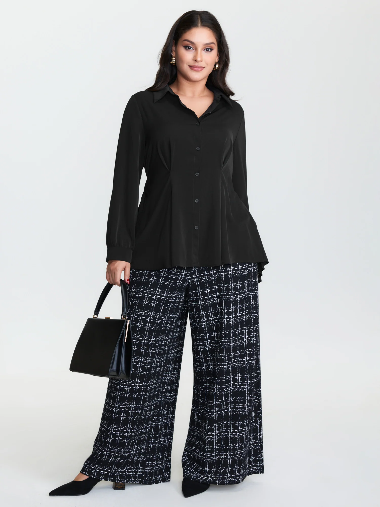 Pleated Cinched-Waist Belted Blouse - Image 2