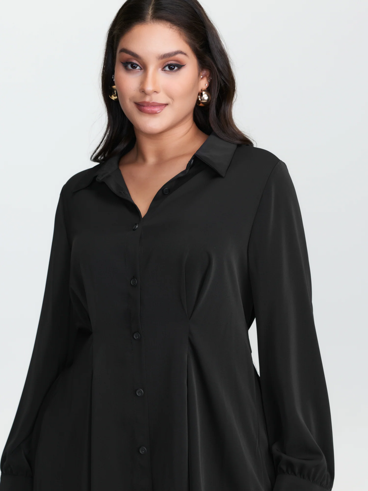 Pleated Cinched-Waist Belted Blouse - Image 3