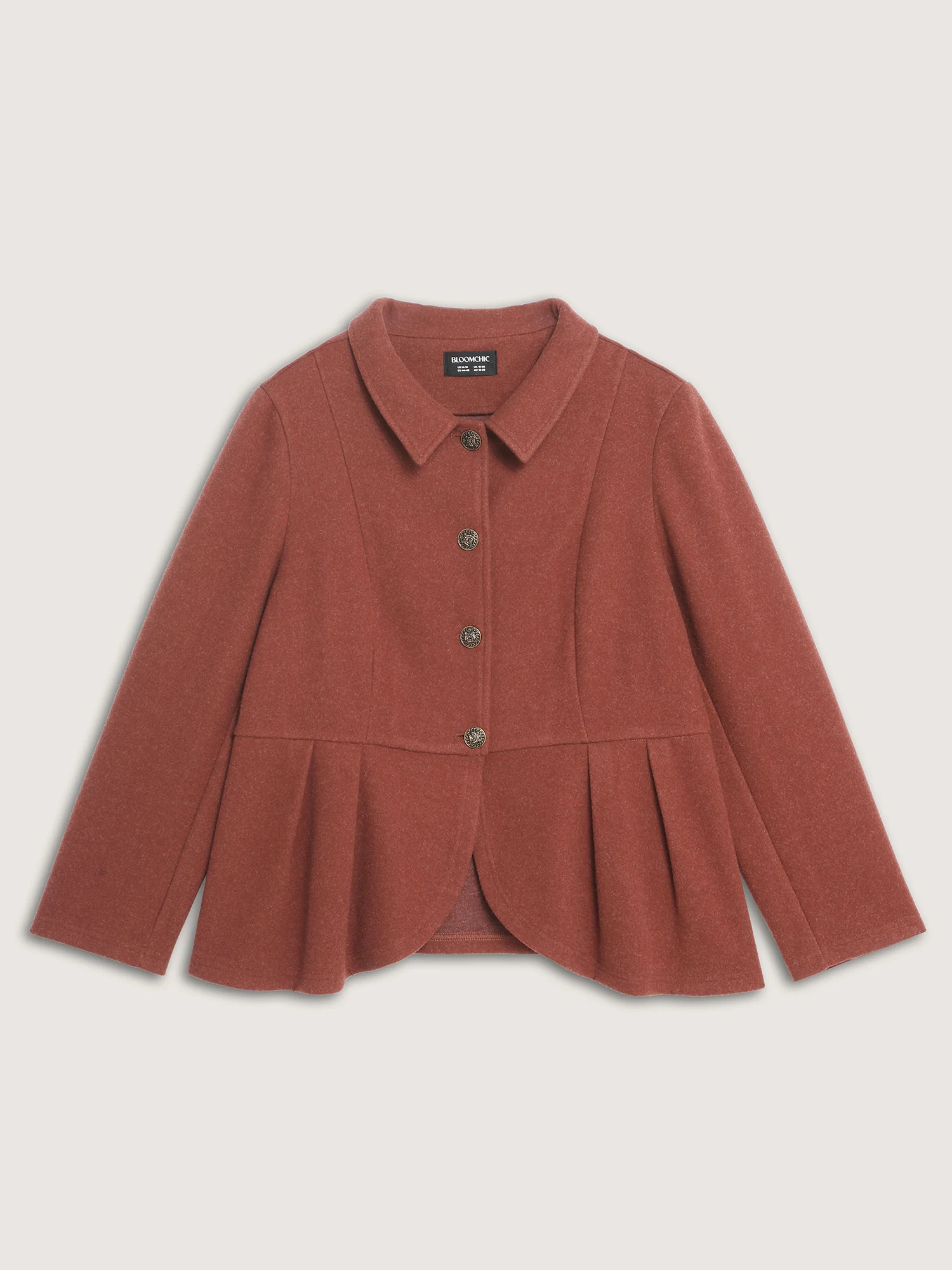 Pleated Curvy Hem Button Blazer - Image 9