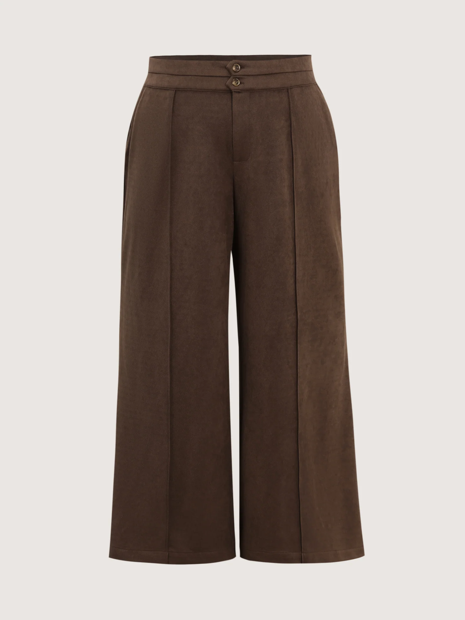Pleated Double Button Flared Hem Pants - Image 7