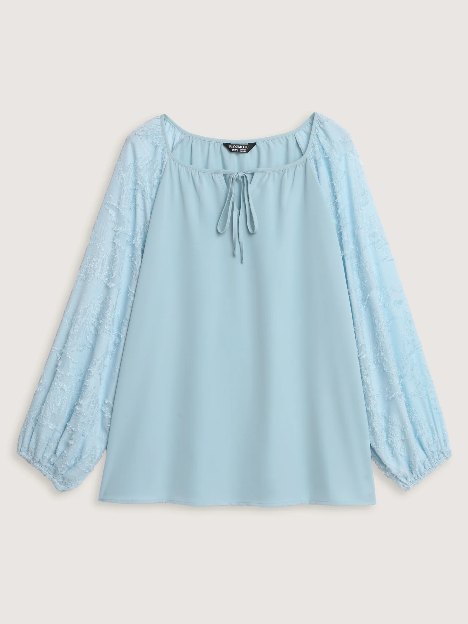 Pleated Drawstring Neckline Plain Blouse - Image 7