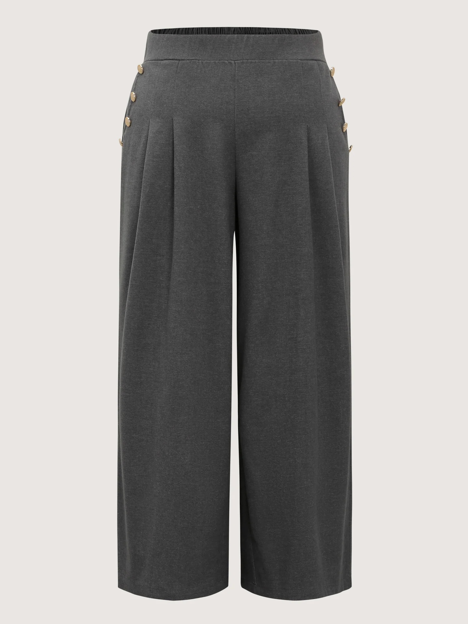 Pleated Elastic Waistband Wide-Leg Pants - Image 8