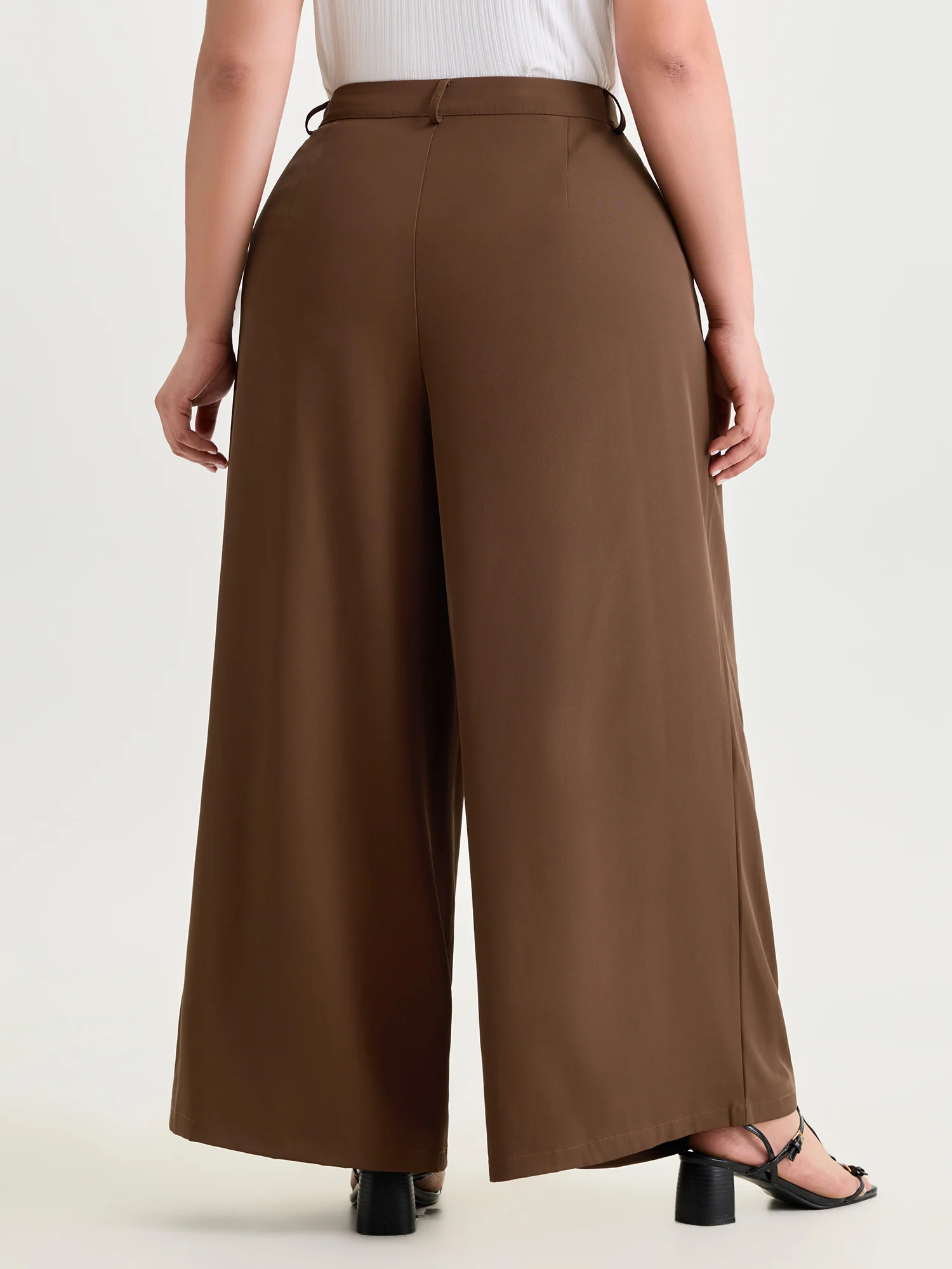 Pleated Flared Plain Pockets Pants - Image 5