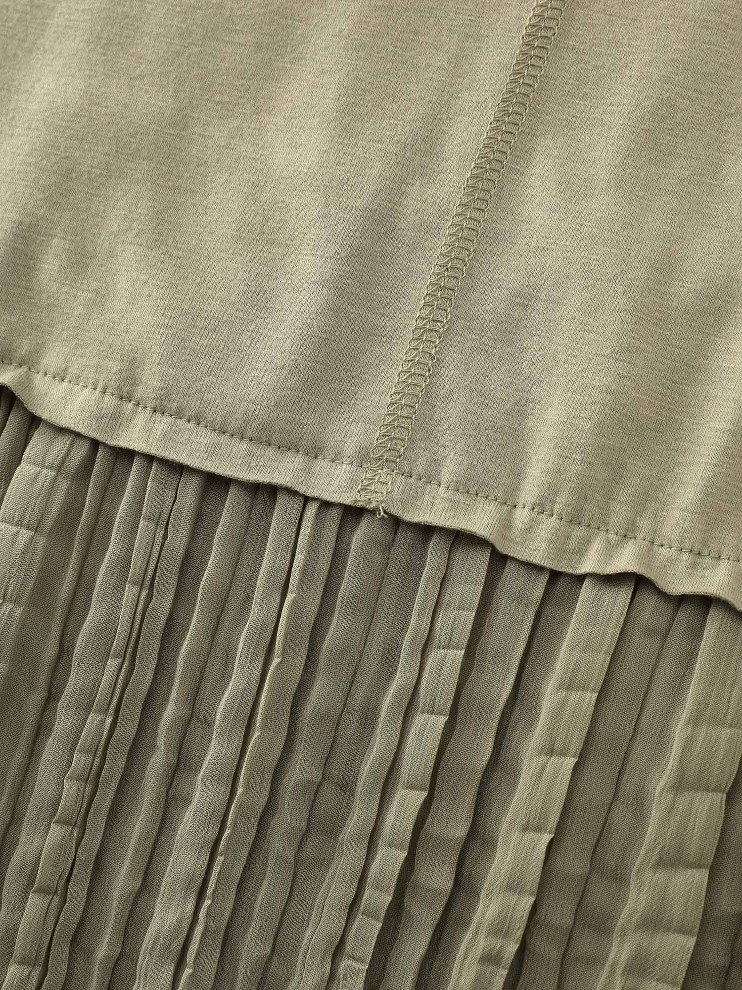 Pleated Flowy Long Sleeveless T-Shirt - Image 6