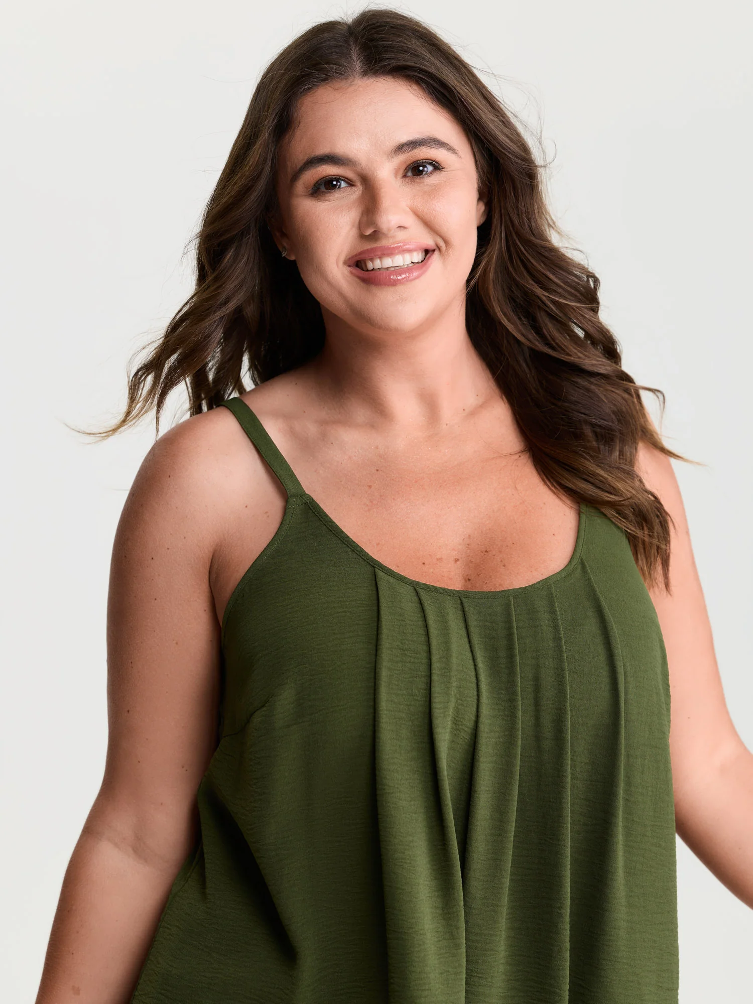 Pleated Flowy Plain Tank Top - Image 2