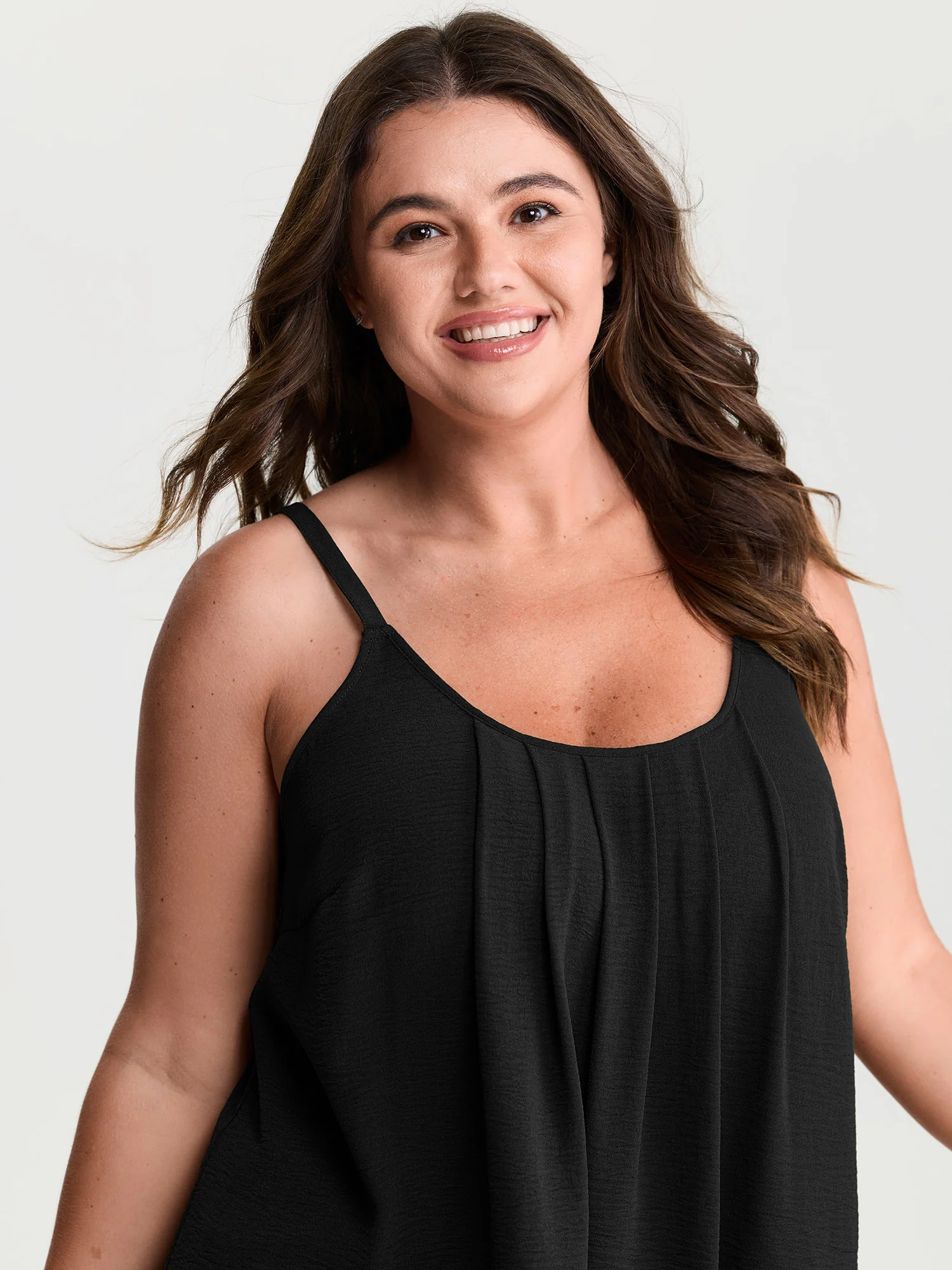Pleated Flowy Plain Tank Top - Image 8