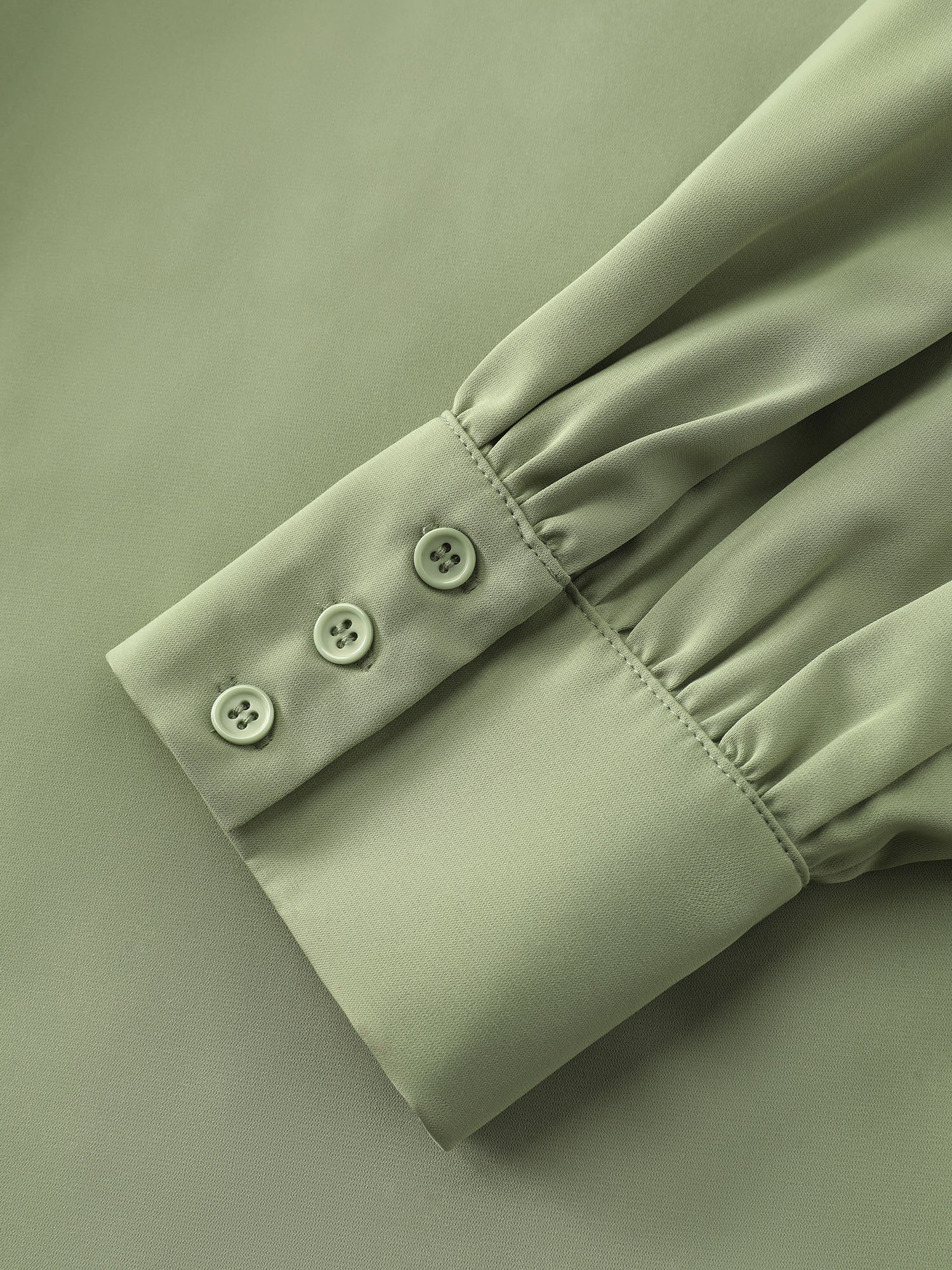 Pleated High Neckline Solid Blouse - Image 7