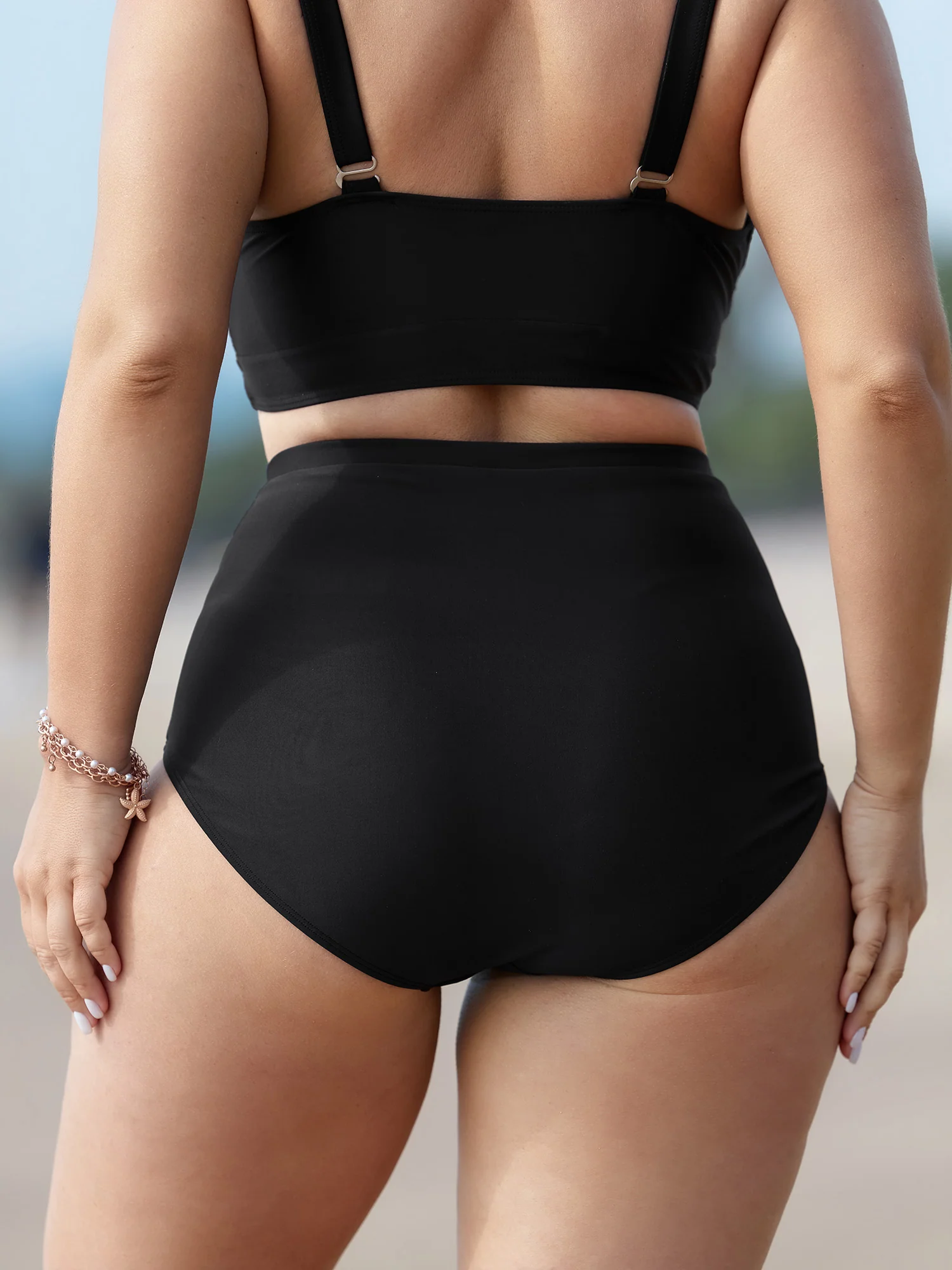 Pleated High-Waisted Swim Bottoms - Image 4