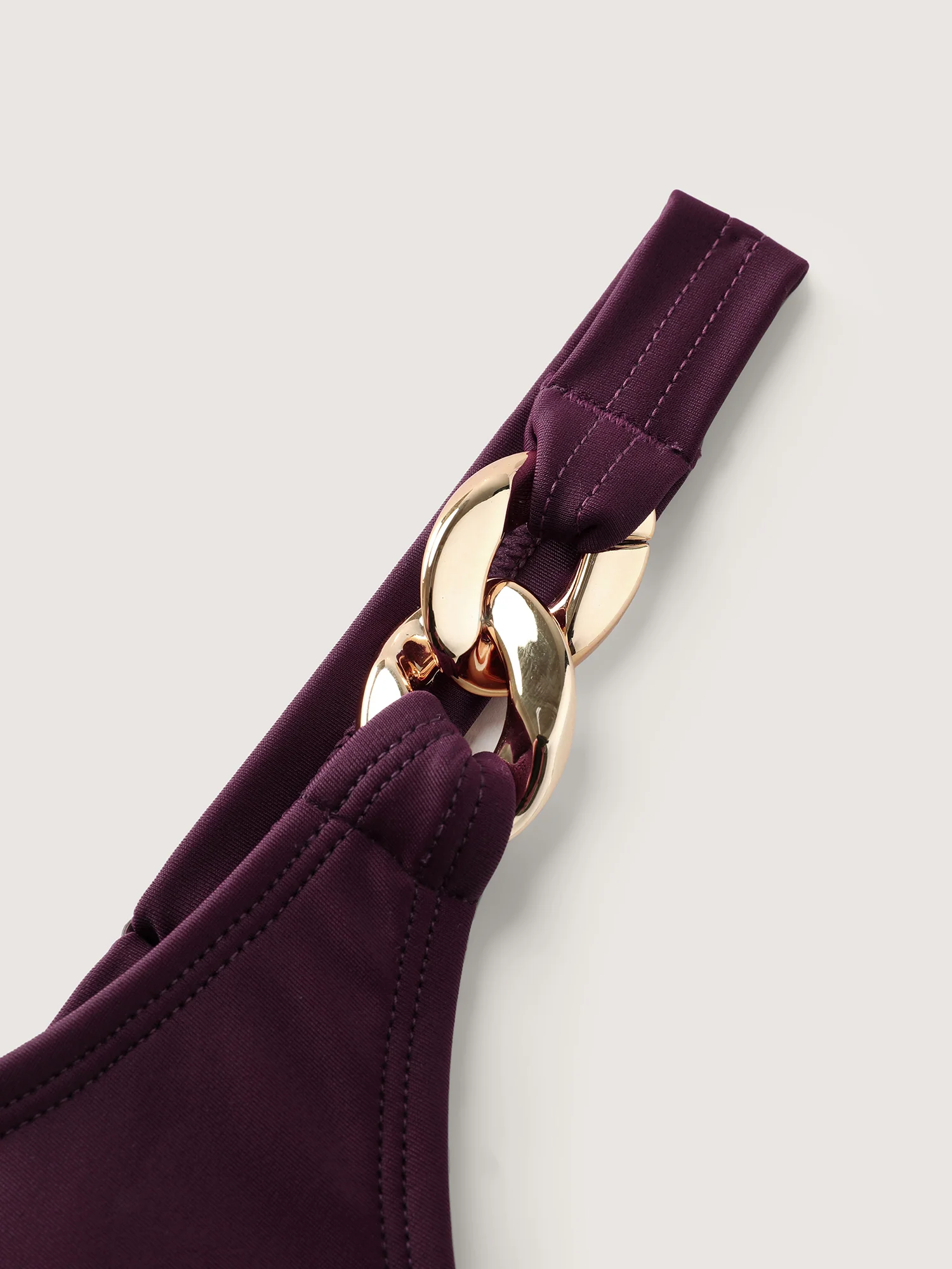Pleated Metal Detail Curvy Hem Swim Dress - Image 8
