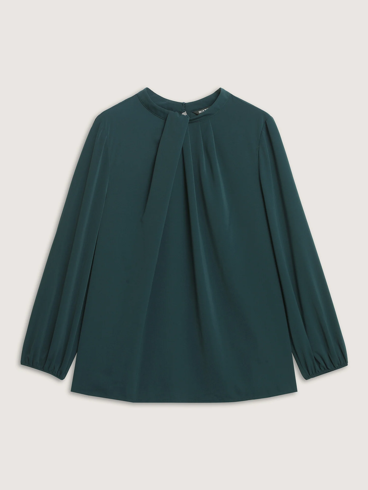 Pleated Mock Neck Long Sleeve Blouse - Image 5