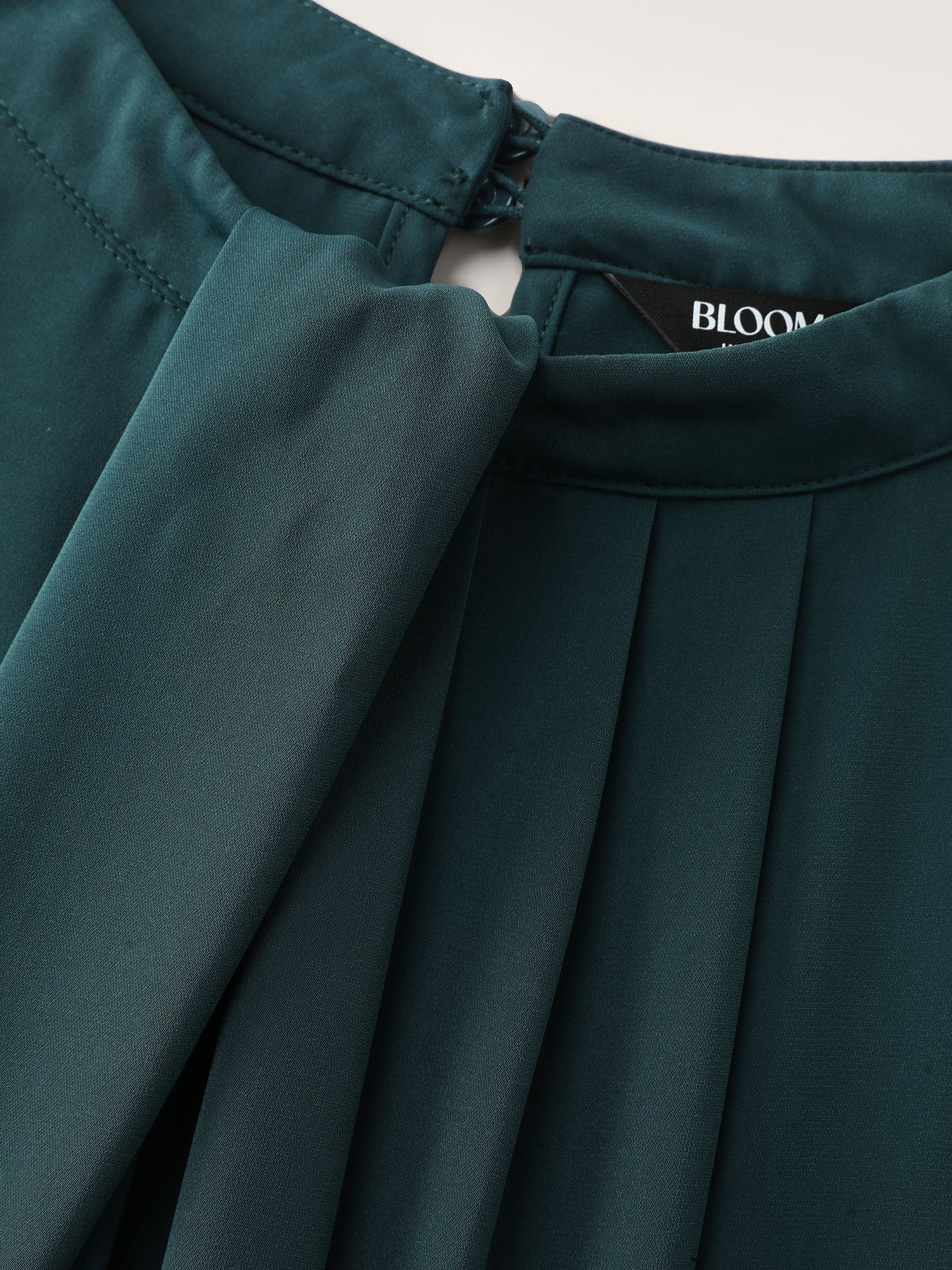 Pleated Mock Neck Long Sleeve Blouse - Image 6