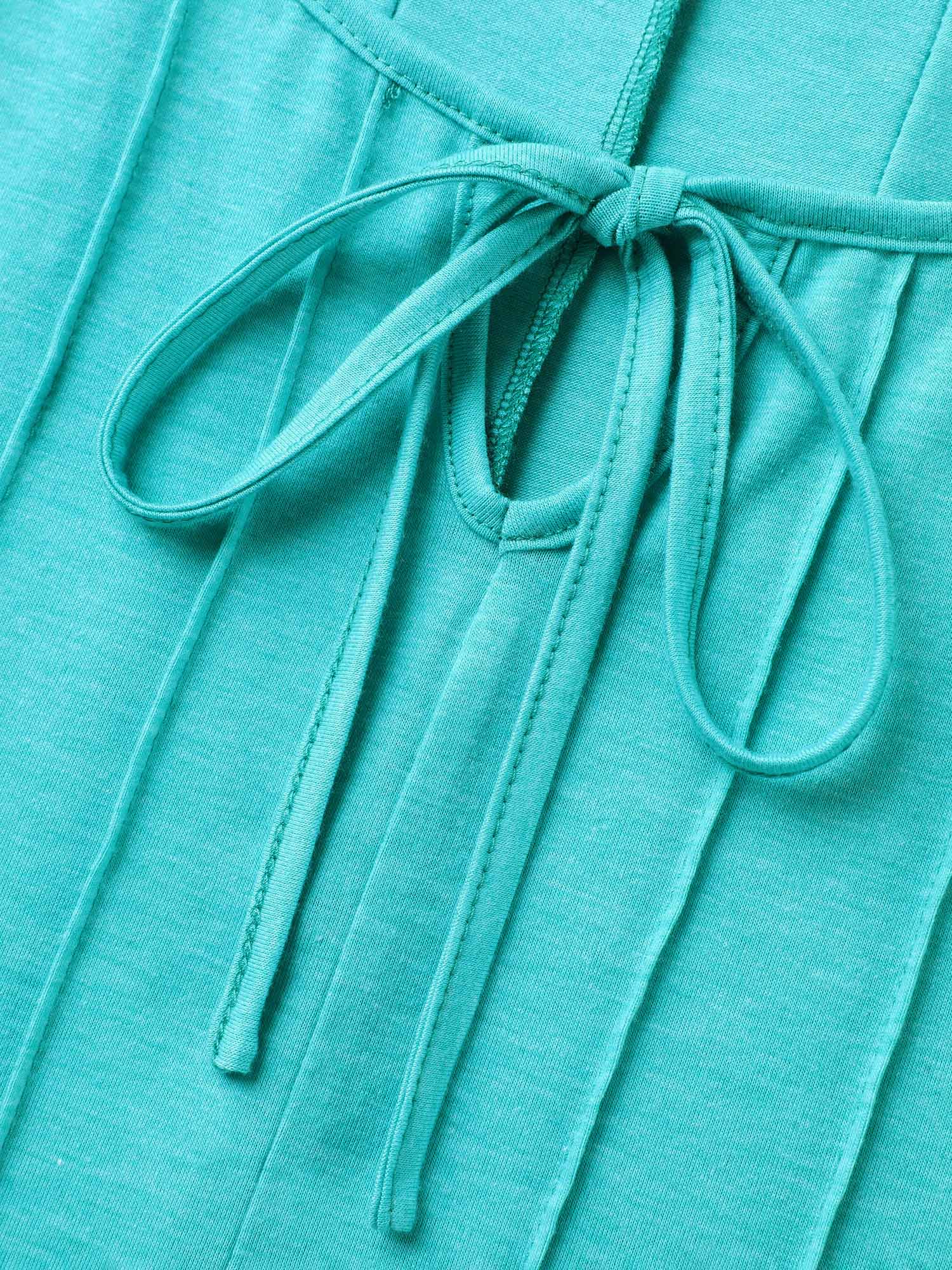 Pleated Neck-Tie Solid T-Shirt - Image 5