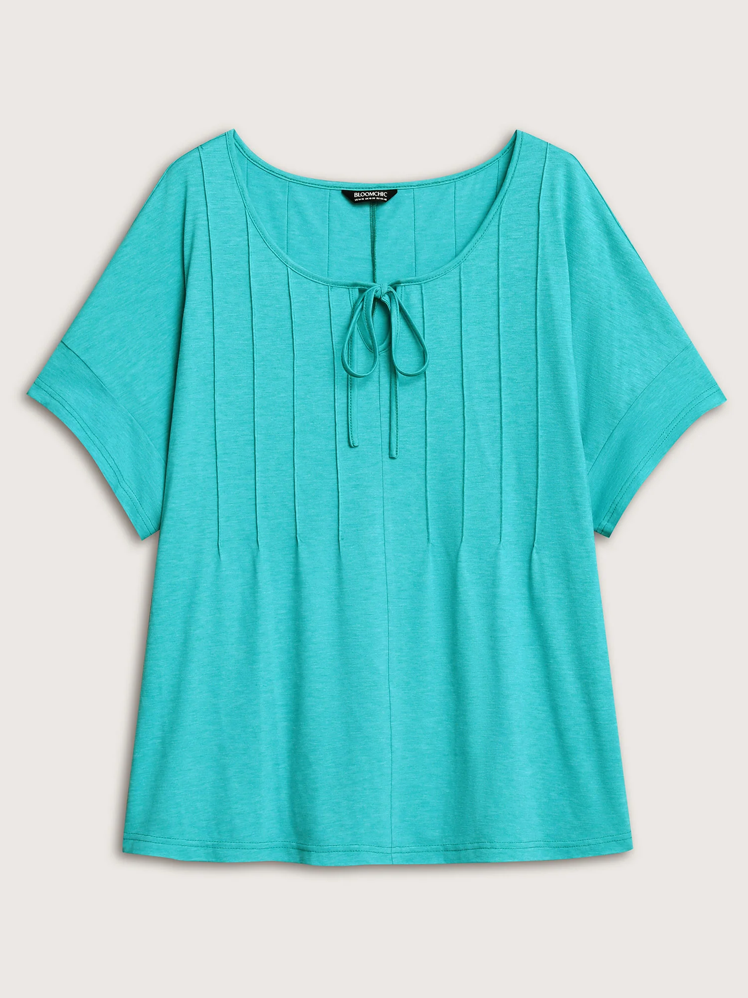 Pleated Neck-Tie Solid T-Shirt - Image 7