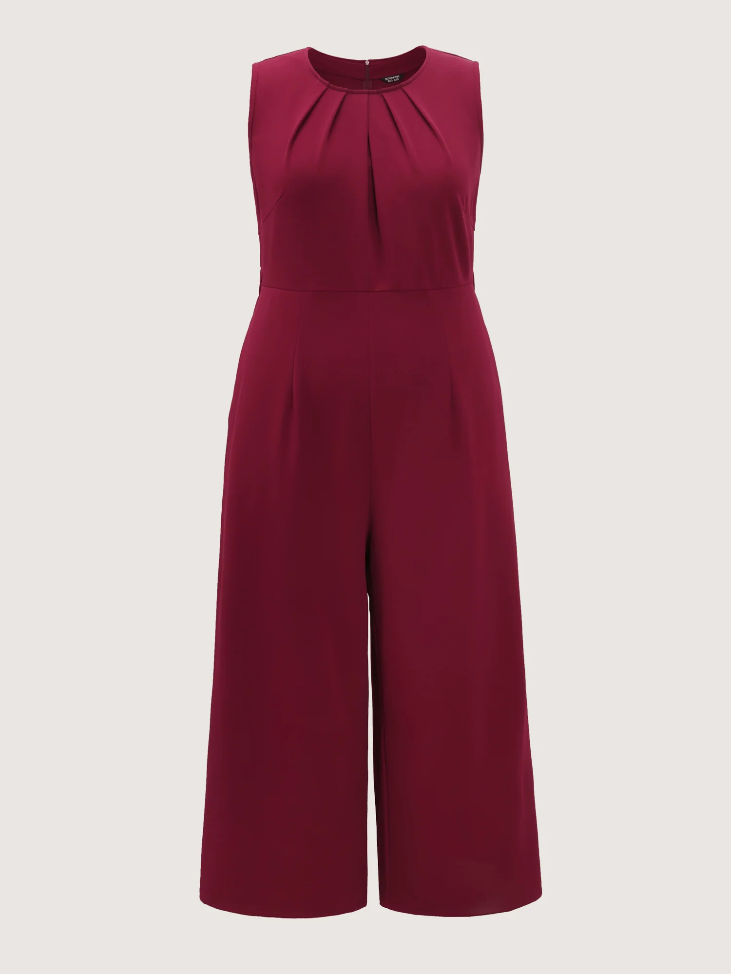 Pleated Neckline Stretchy Waist Jumpsuit - Image 5