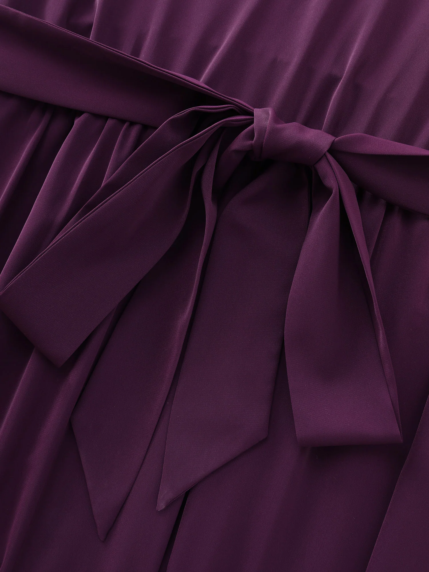 Pleated Neckline Waist-Tie Flowy Midi Dress - Image 5