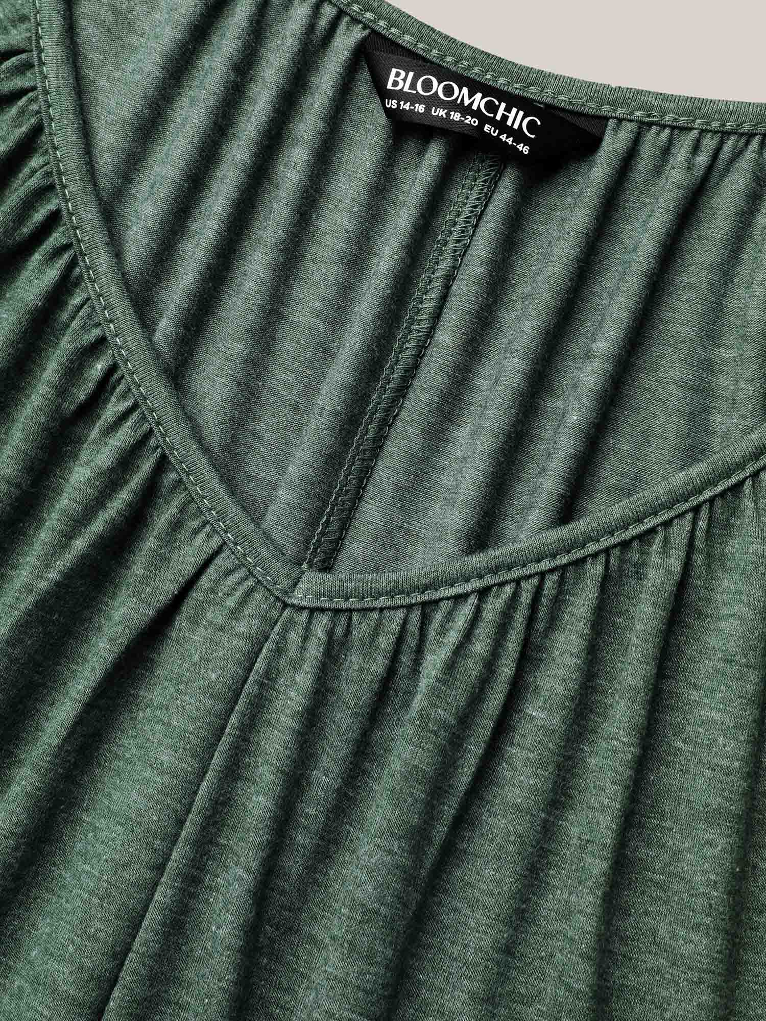 Pleated Plain Half-Sleeve Knit Top - Image 7