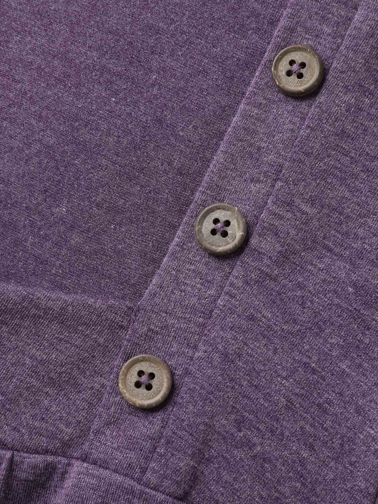 Pleated Shoulder Button Plain Relaxed T-Shirt - Image 5