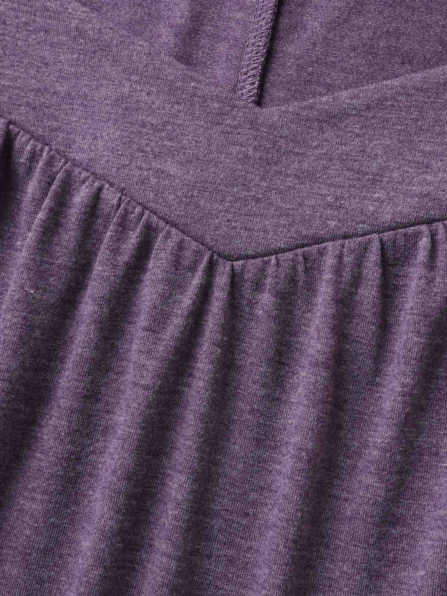 Pleated Shoulder Button Plain Relaxed T-Shirt - Image 6