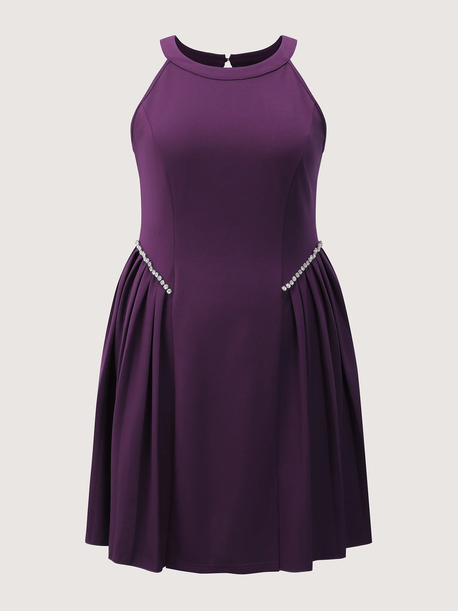 Pleated Side Halter Neck Diamond Mini Dress - Image 6