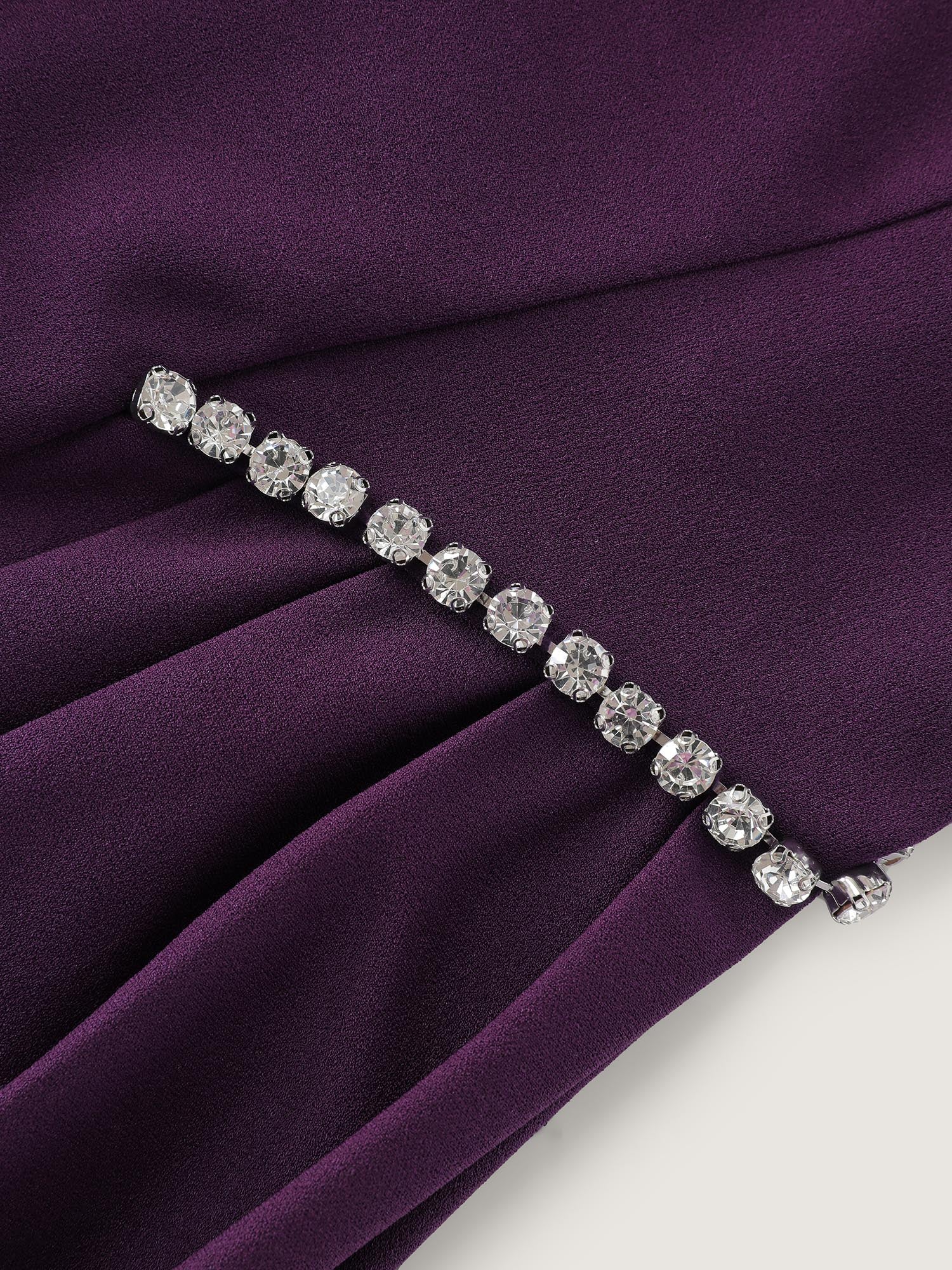Pleated Side Halter Neck Diamond Mini Dress - Image 7