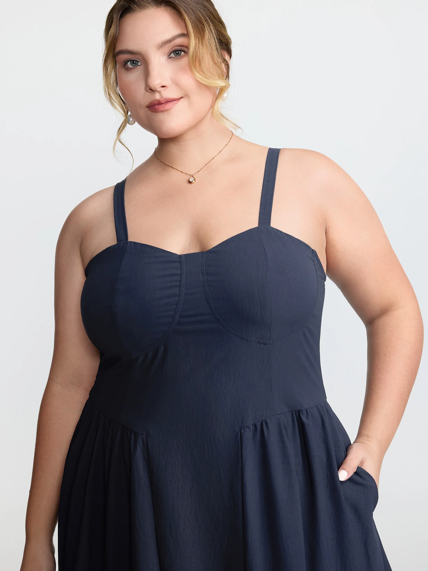 Pleated Side Skirt Sculpted Cami Maxi Dress - Image 2