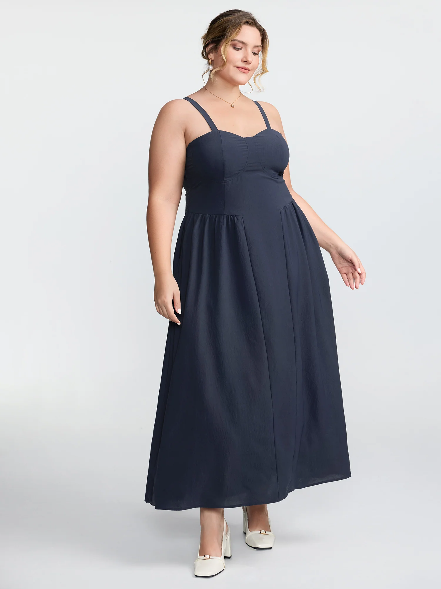 Pleated Side Skirt Sculpted Cami Maxi Dress - Image 3