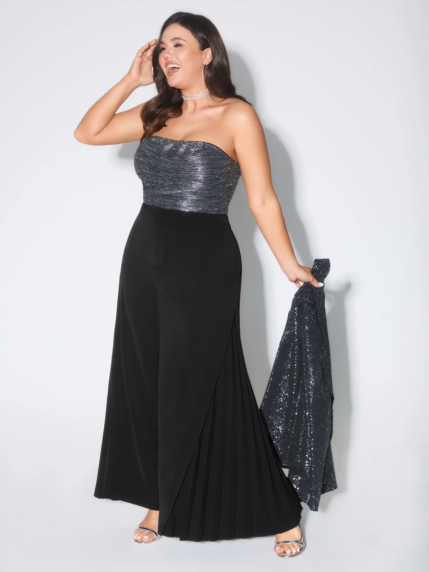 Pleated Side Wide-Leg Pants - Image 2