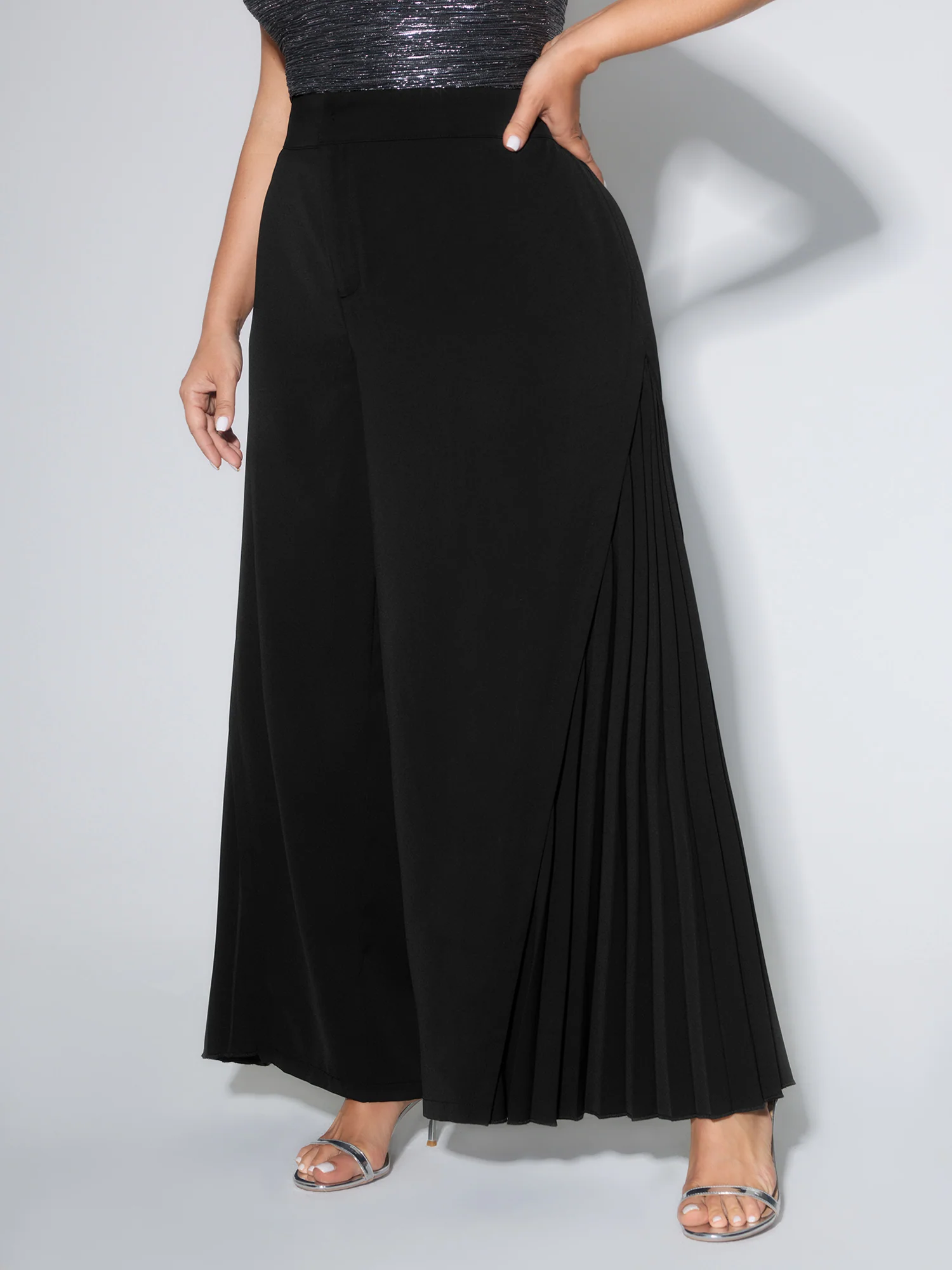 Pleated Side Wide-Leg Pants - Image 3