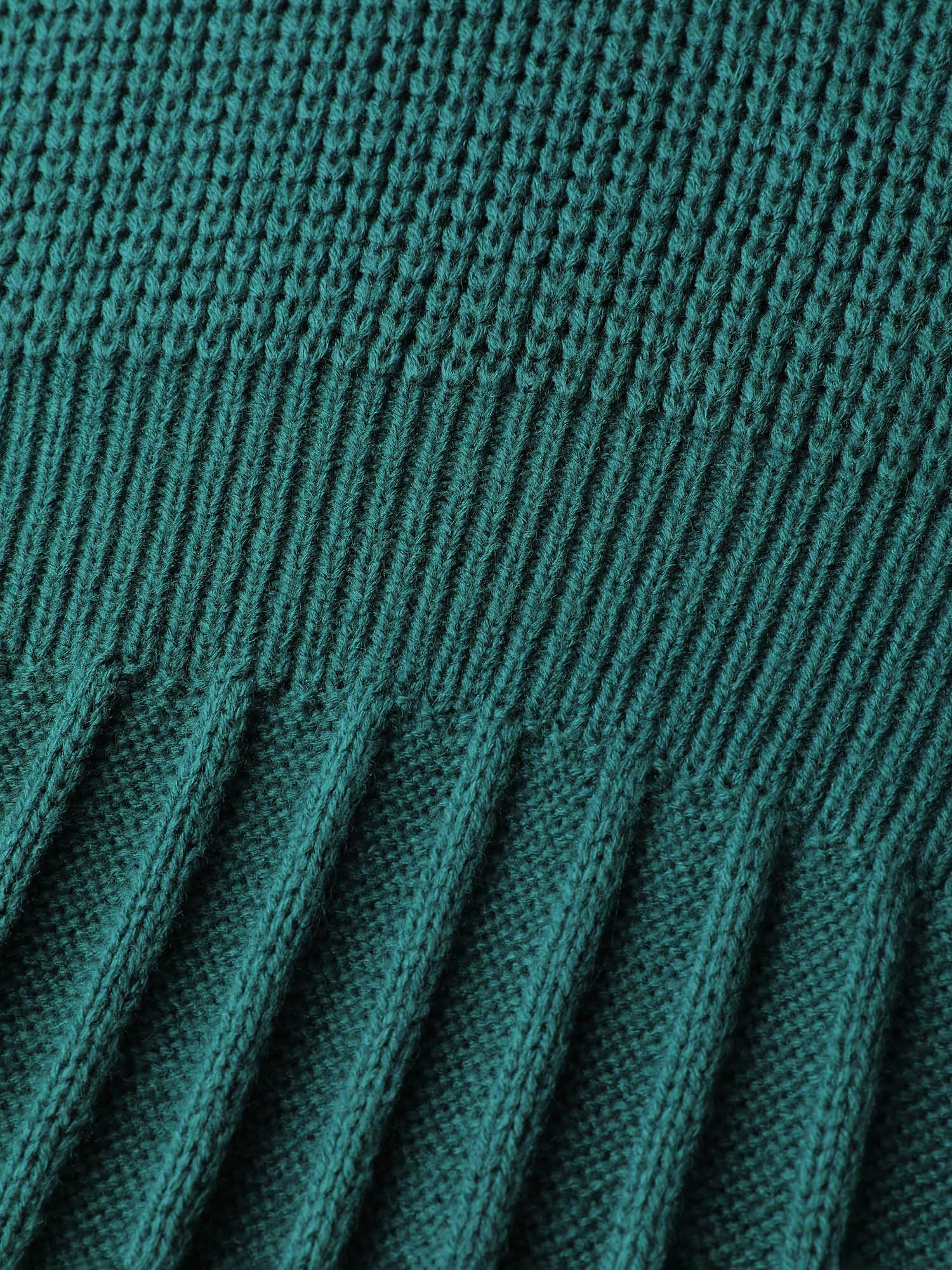 Pleated Skirt Tissue Texture Knit Knee-Length Dress - Image 6