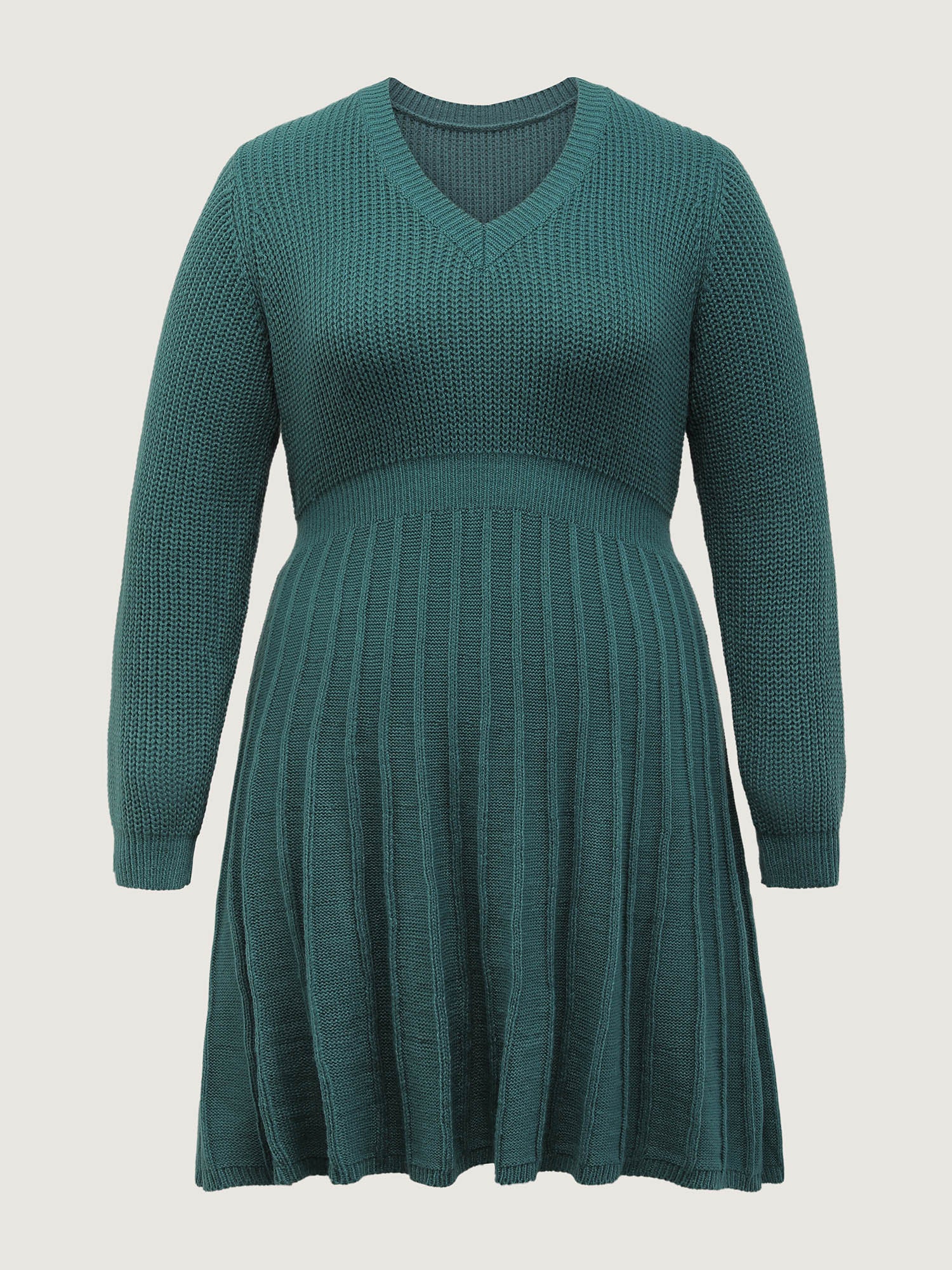 Pleated Skirt Tissue Texture Knit Knee-Length Dress - Image 7