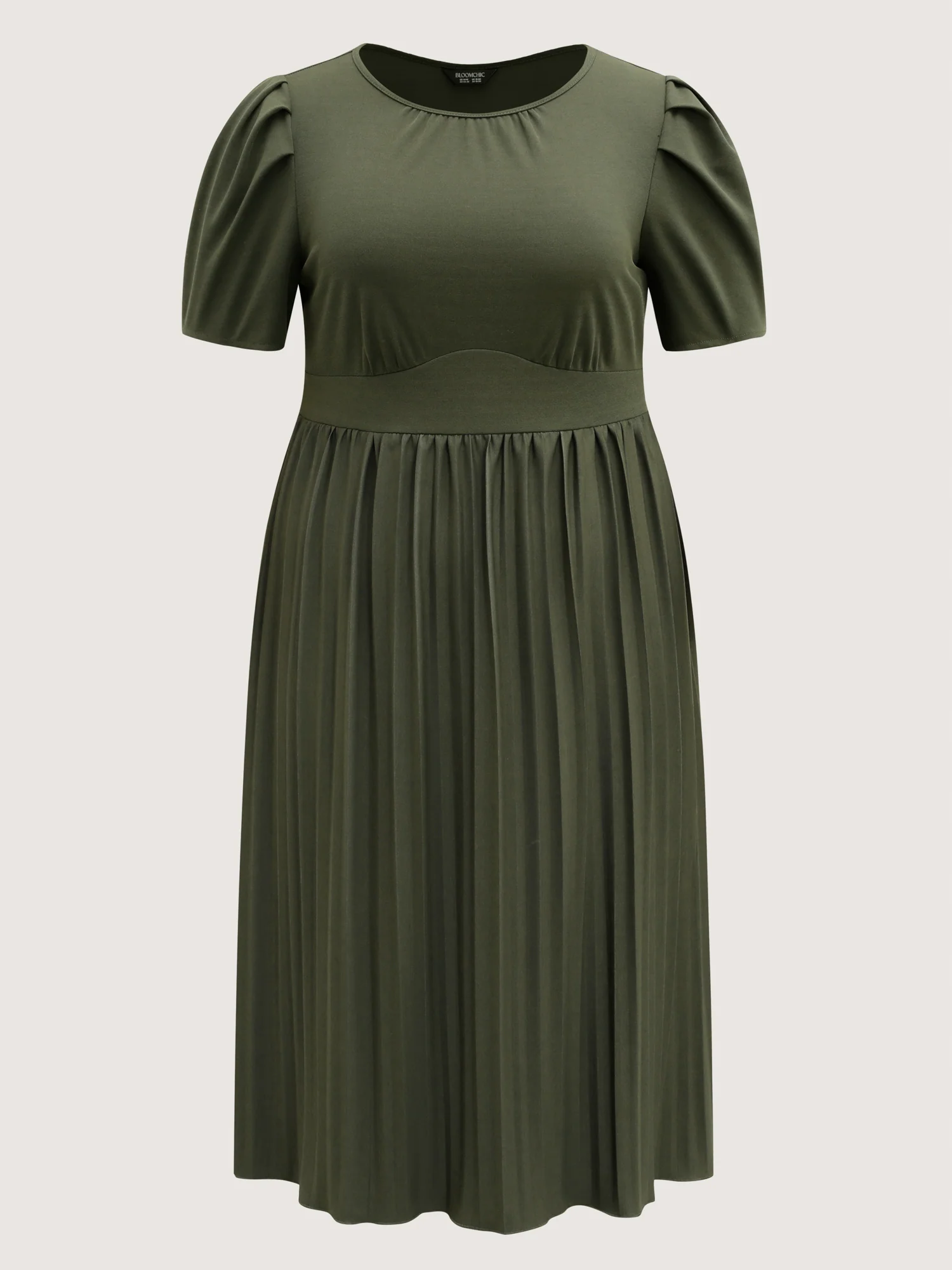 Pleated Skirt Triangular Waist Midi Dress - Image 7