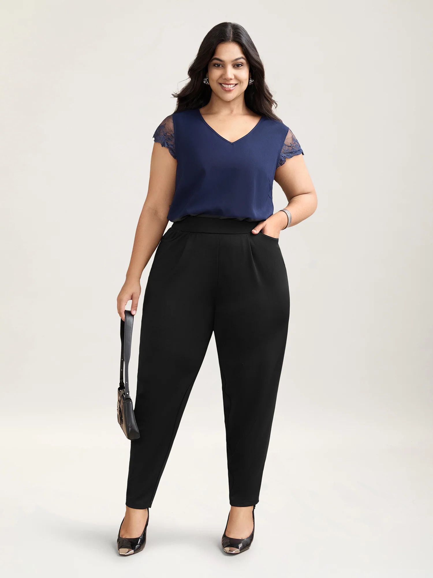 Pleated Stretchy Waist Skinny-Fit Pants - Image 5