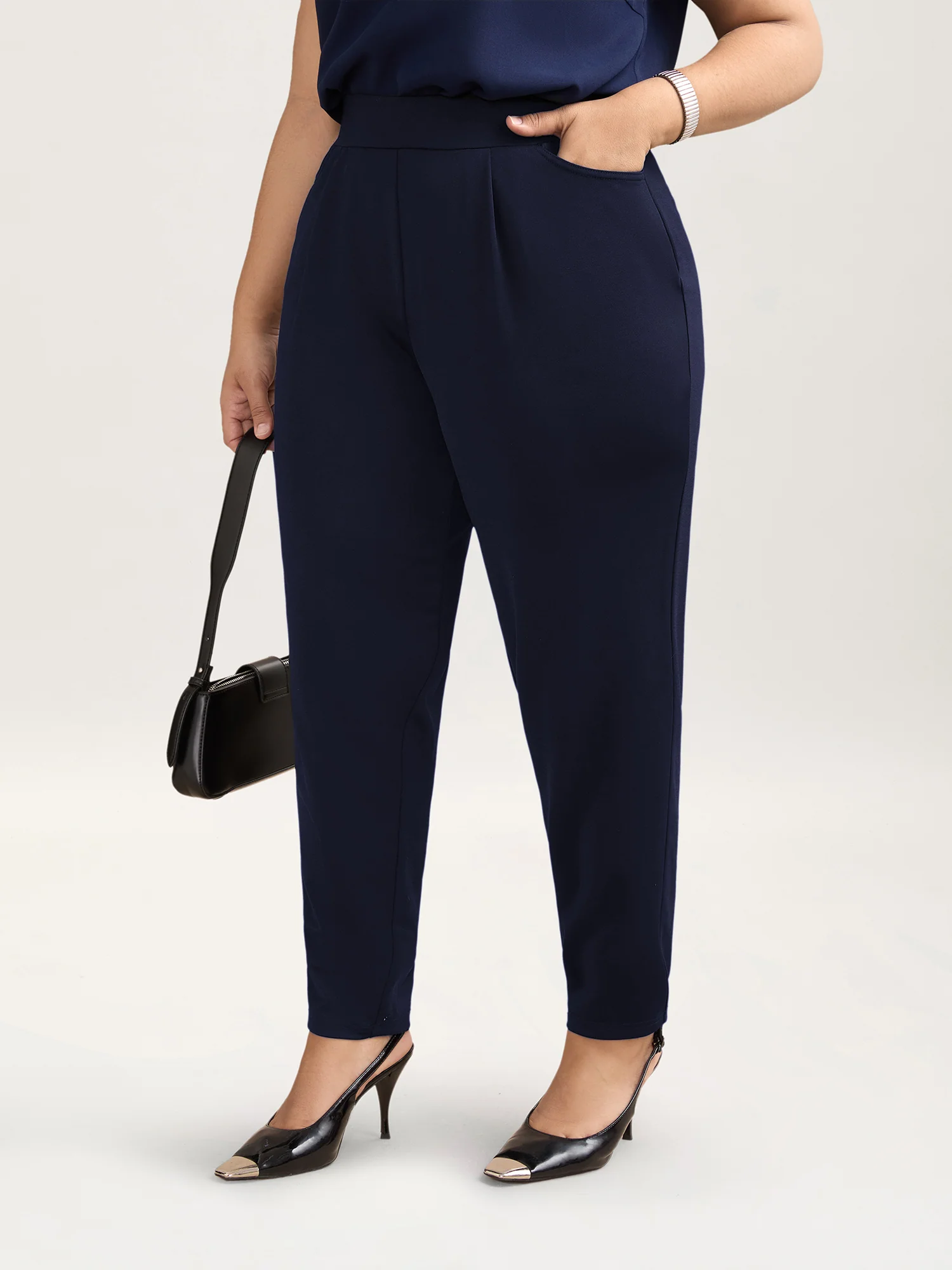 Pleated Stretchy Waist Skinny-Fit Pants - Image 9