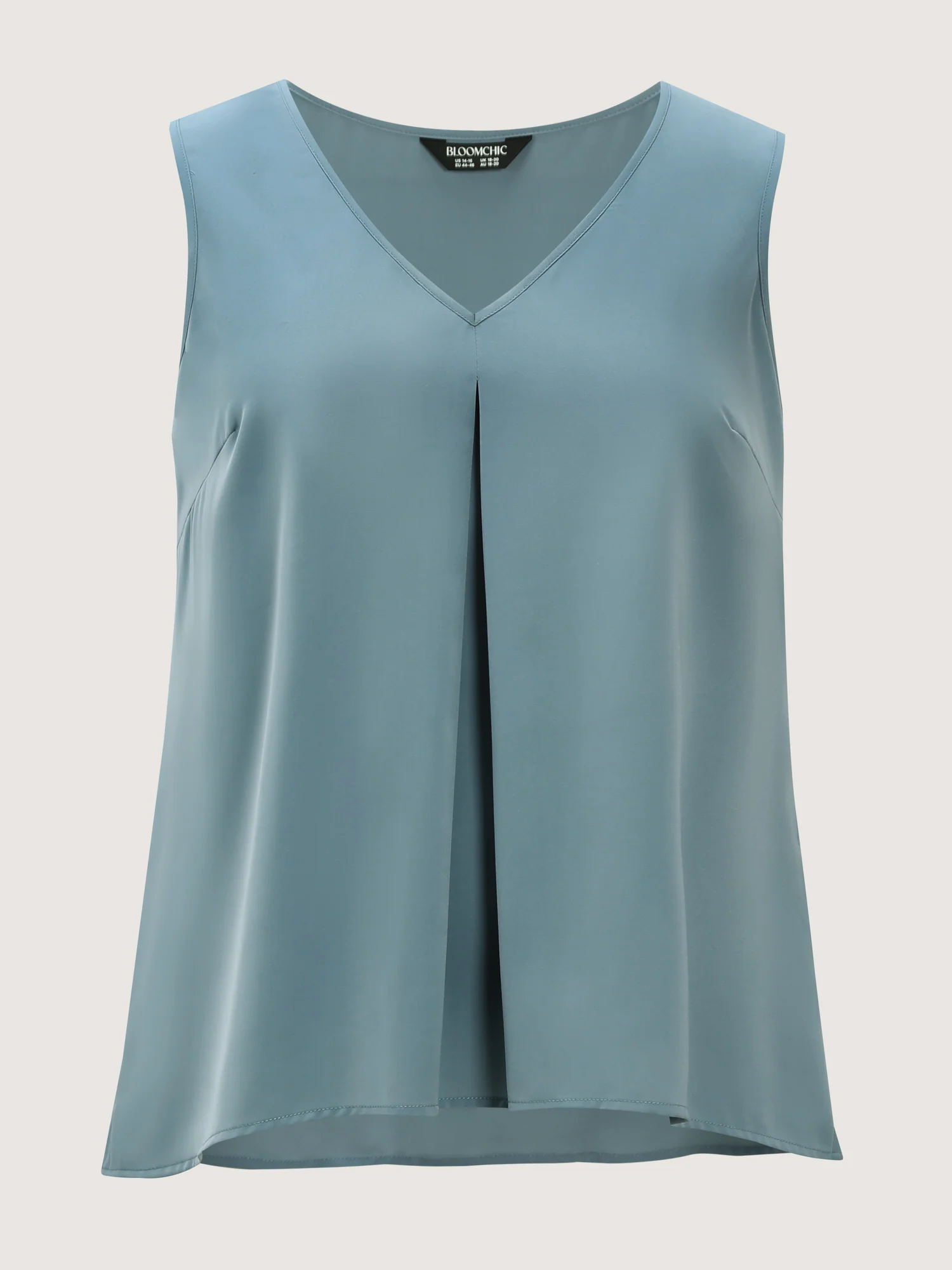 Pleated V-Neck Flowy Plain Blouse - Image 6