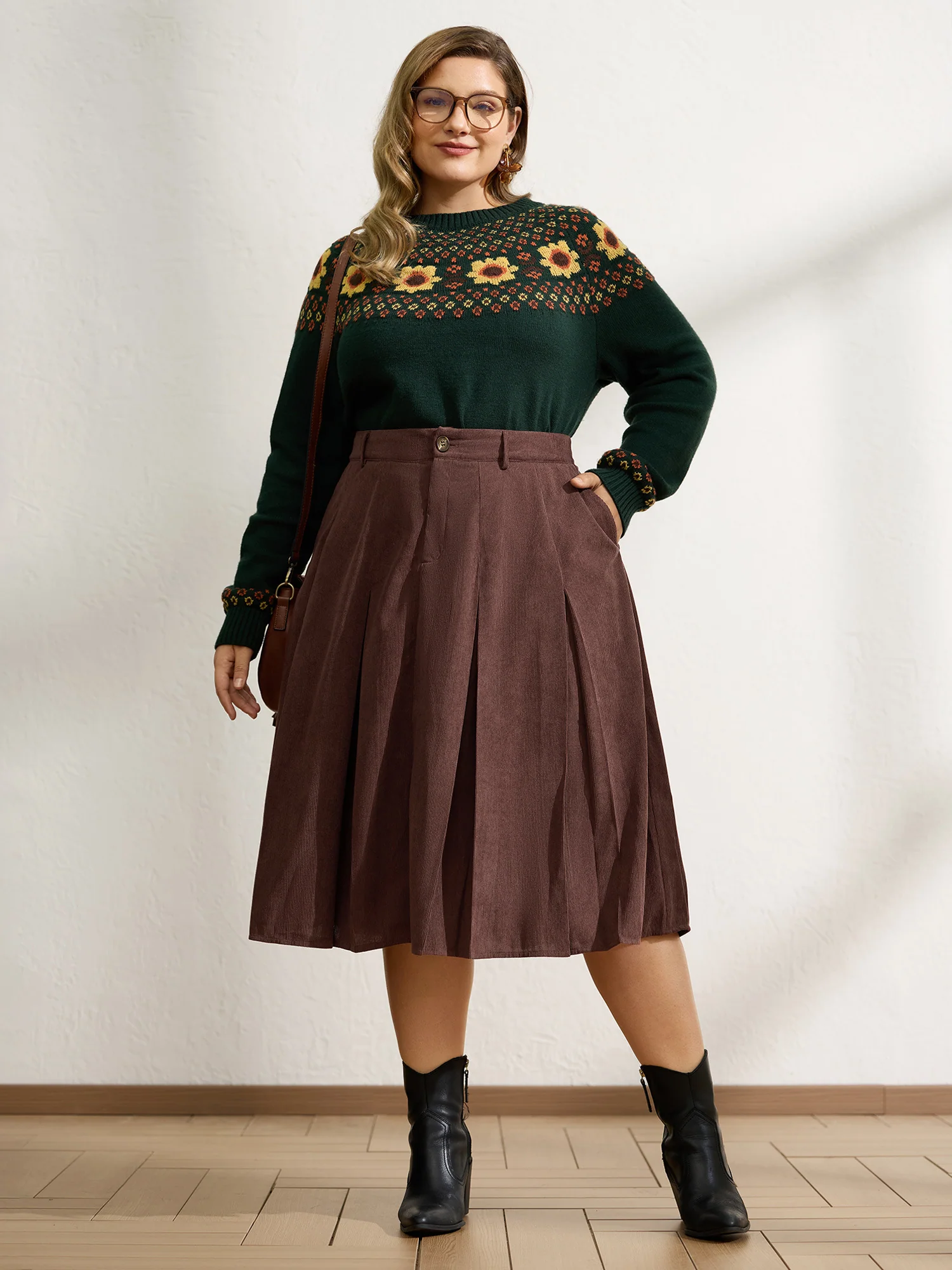 Pleated Waist-Defining Midi Skirt - Image 2